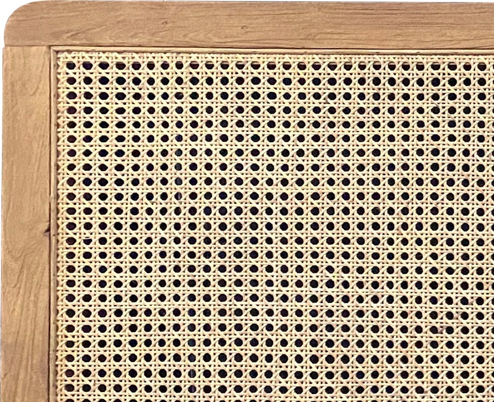 SIT Tête de lit »Formentera 200 cm aus Teakholz mit Rattan-Geflecht« Tête de lit haute avec vannerie viennoise et espace au sol de 40 cm