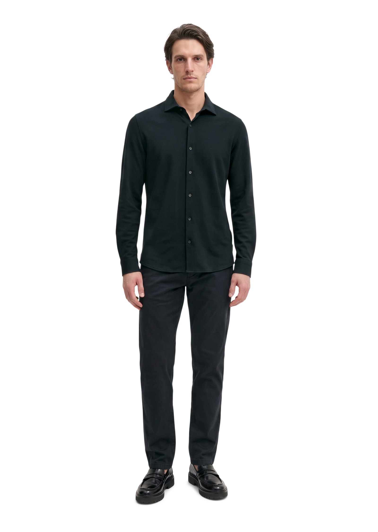 Marc O'Polo Chemise à manches longues coupe ajustée, avec fine structure piqué