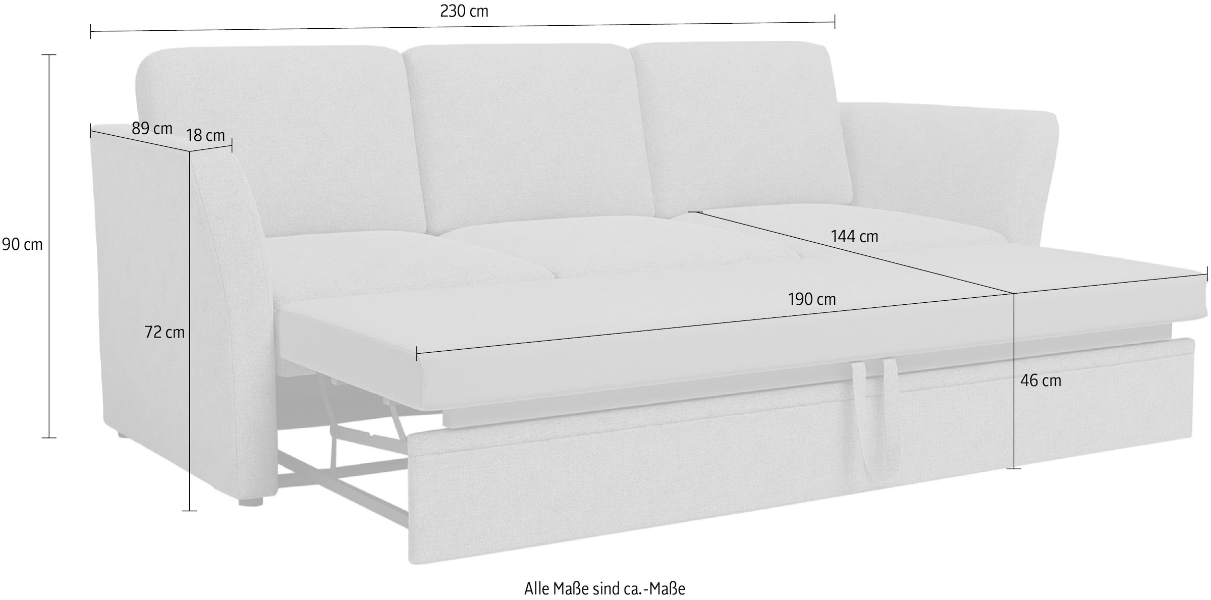 Home affaire 3-Sitzer »Lavars Schlafsofa« mit Bettfunktion, in zwei verschiedenen Bezugsqualitäten