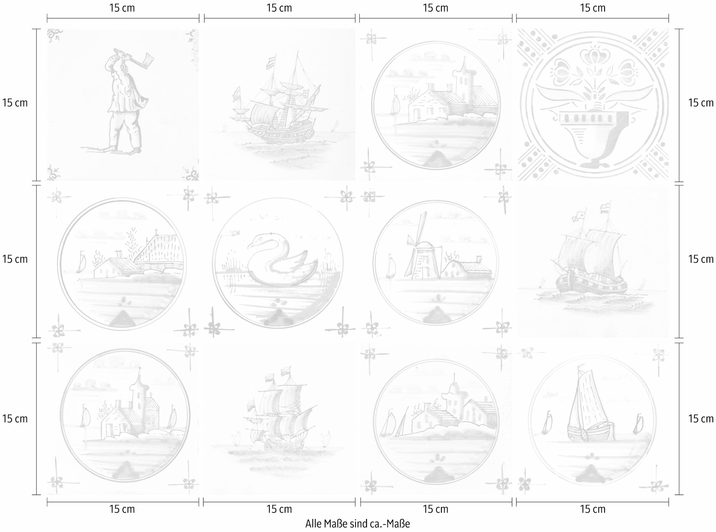 Home affaire Fliesenaufkleber »Maritim« Stickerfliesen, selbstklebend, Sticker, 12er Set