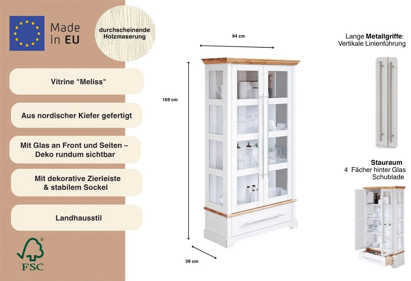 GOODproduct Vitrines »Melissa« Höhe 169 cm, Breite 94 cm, 2-türig, Kiefer massiv, FSC®