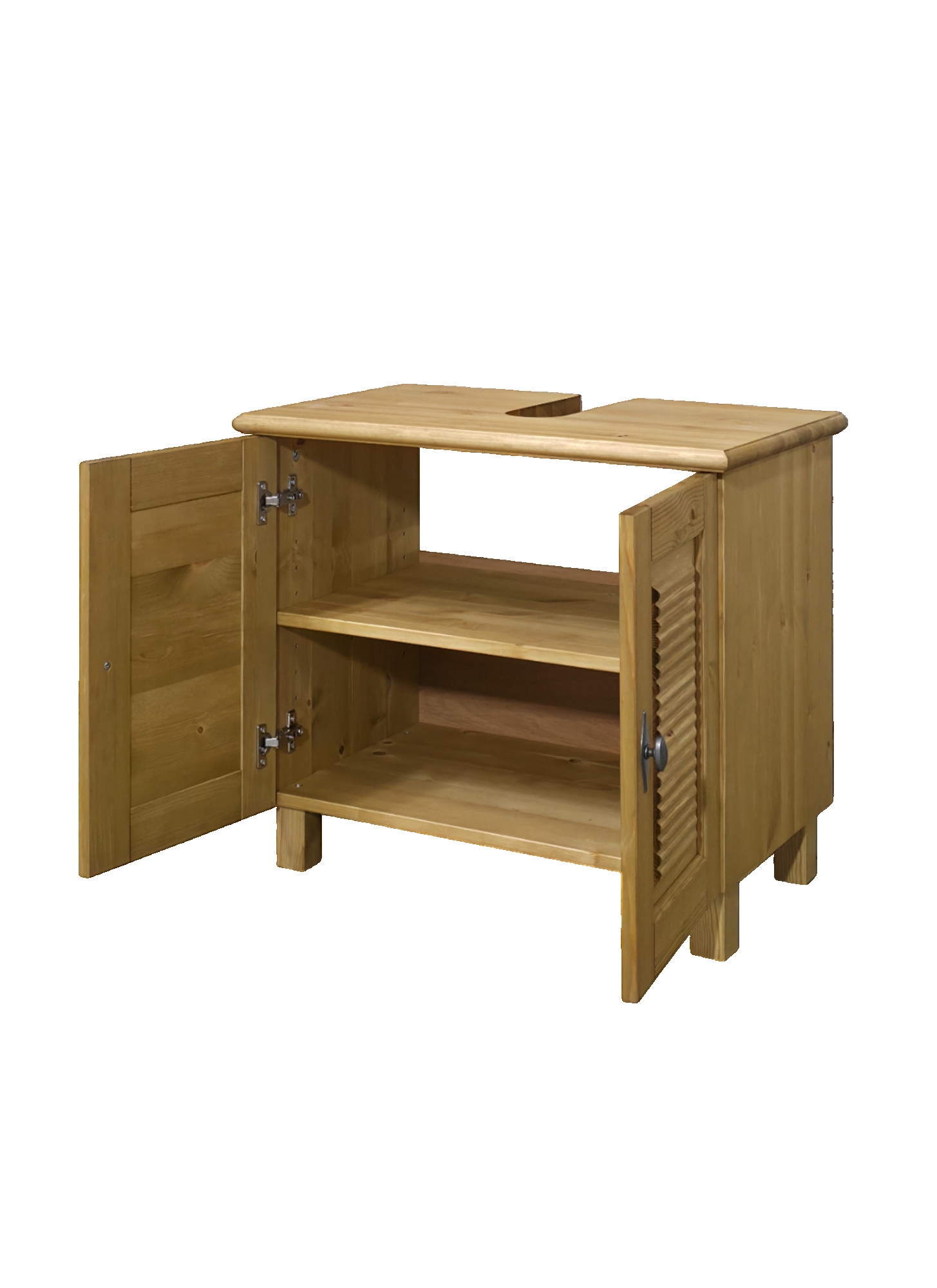 GOODproduct Armoire sous lavabo »Rauna« aus massiver Kiefer, Breite 64 cm, Rillenoptik, made in EU