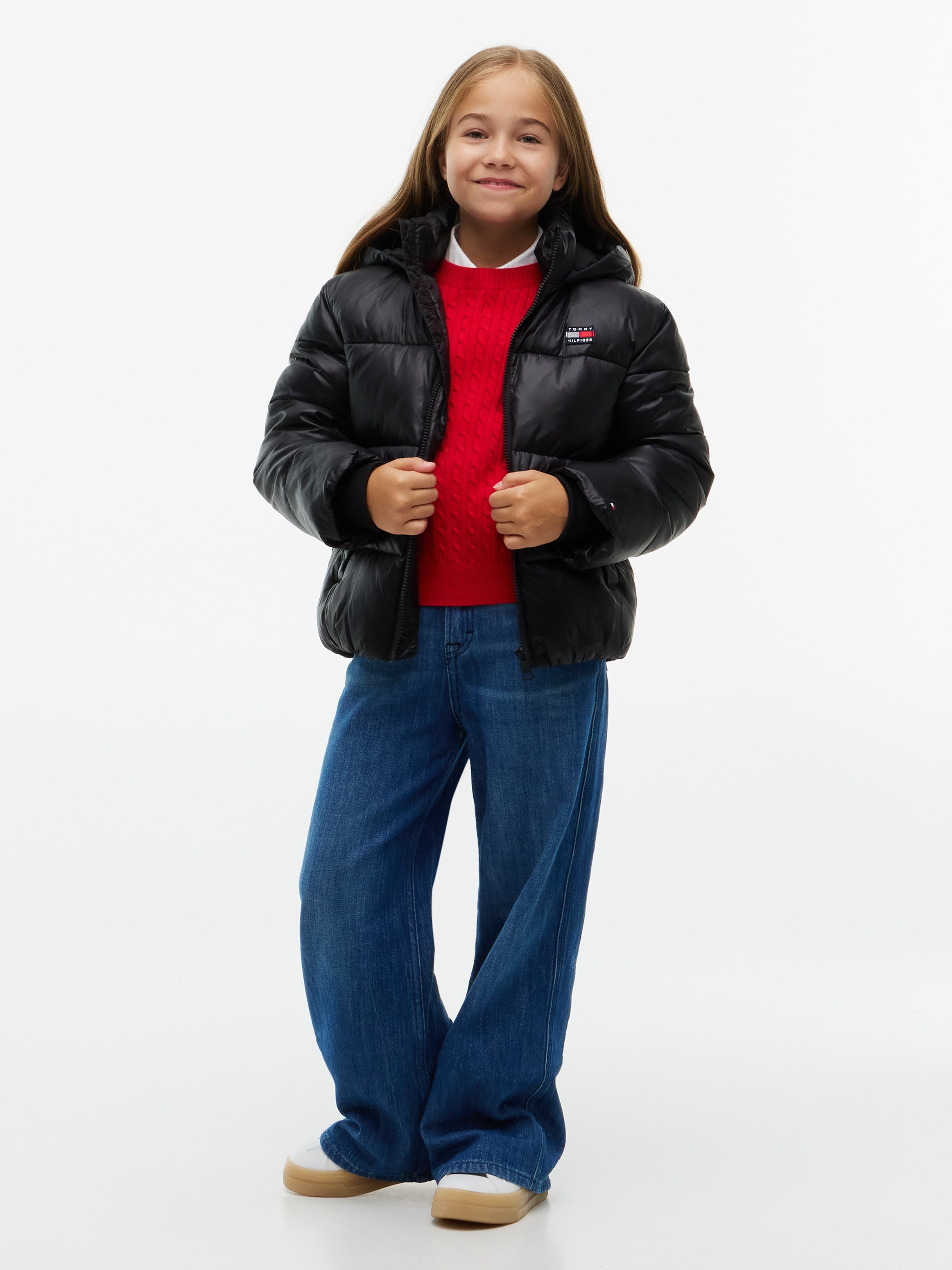 Tommy Hilfiger Veste matelassée avec capuche avec capuche, coupe régulière, matière légèrement brillante