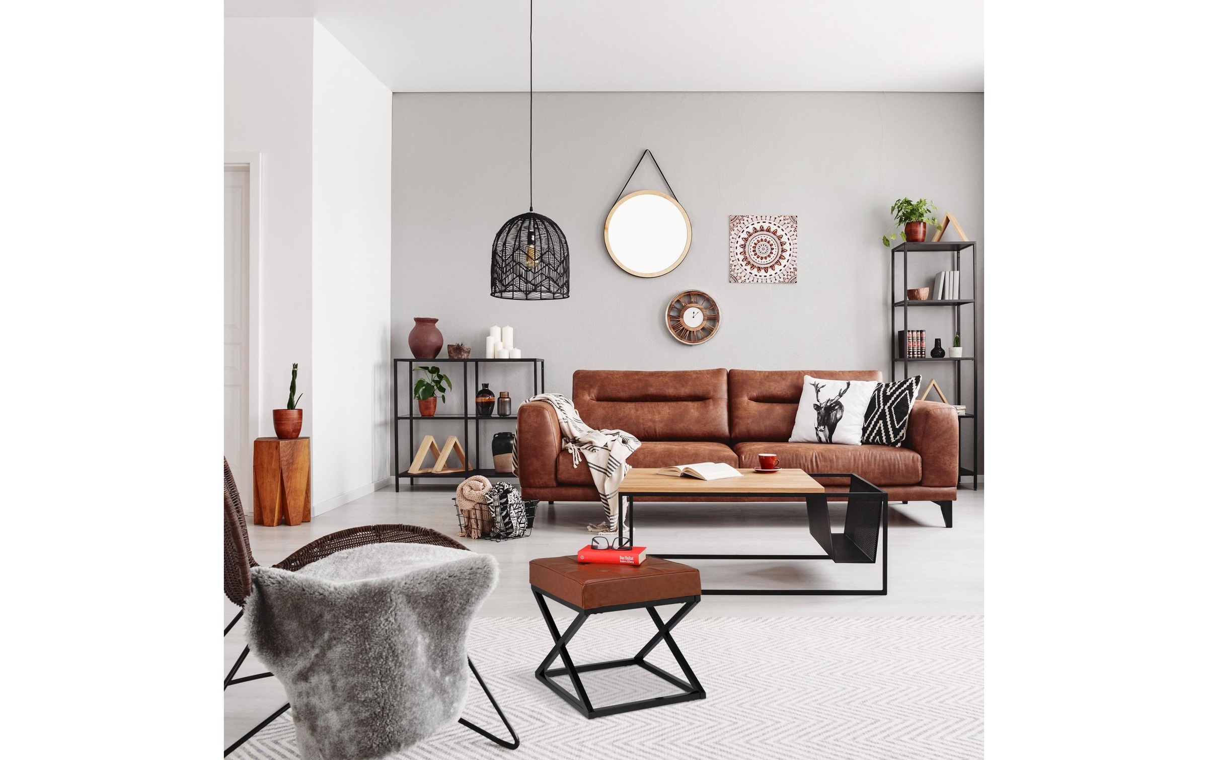 relaxdays Hocker »Braun/Schwarz«