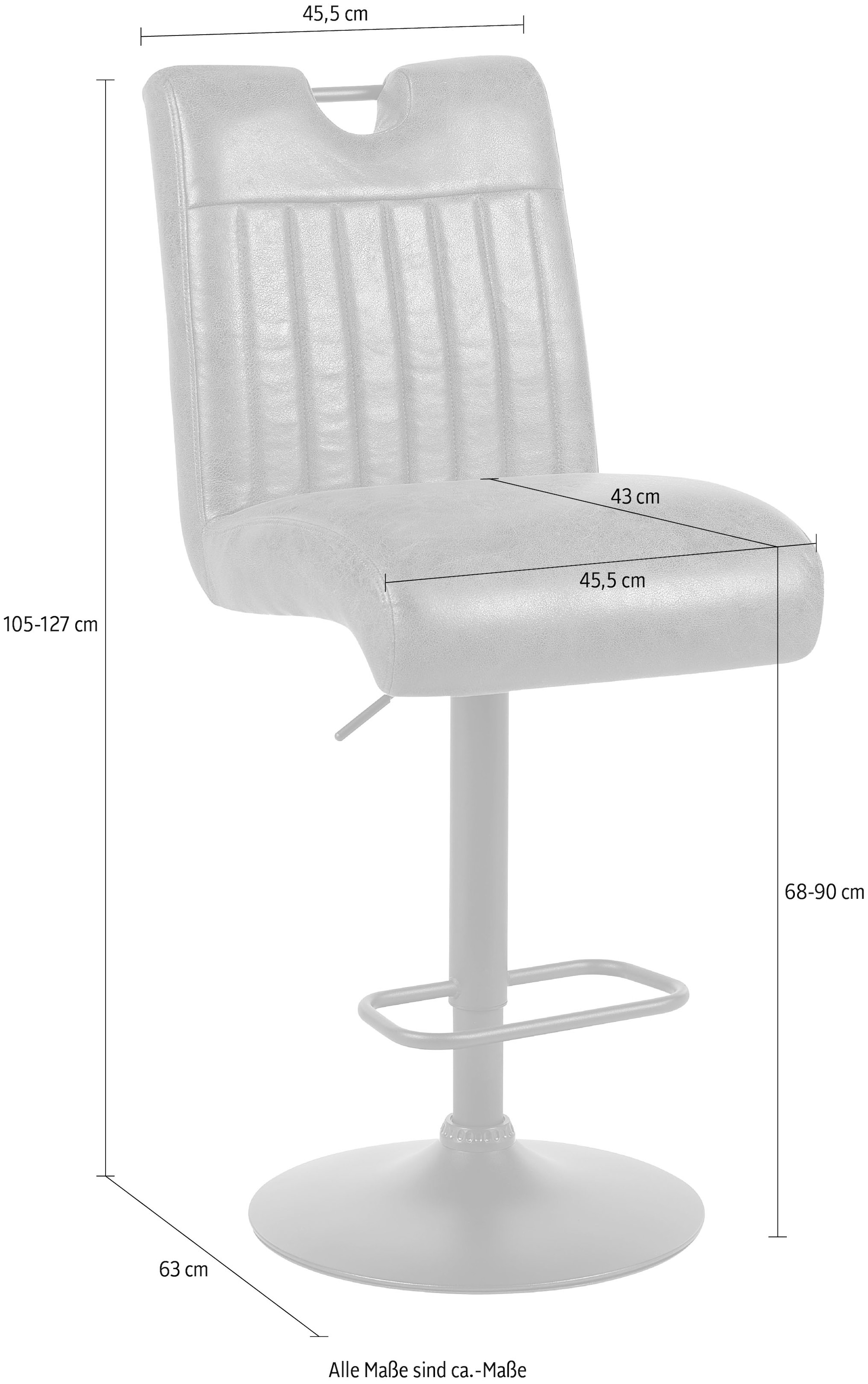 HELA Tabouret de bar »MAJA« Ensemble, 2 cuis tlg. 360° drehbar, höhenverstellbar, mit Griff