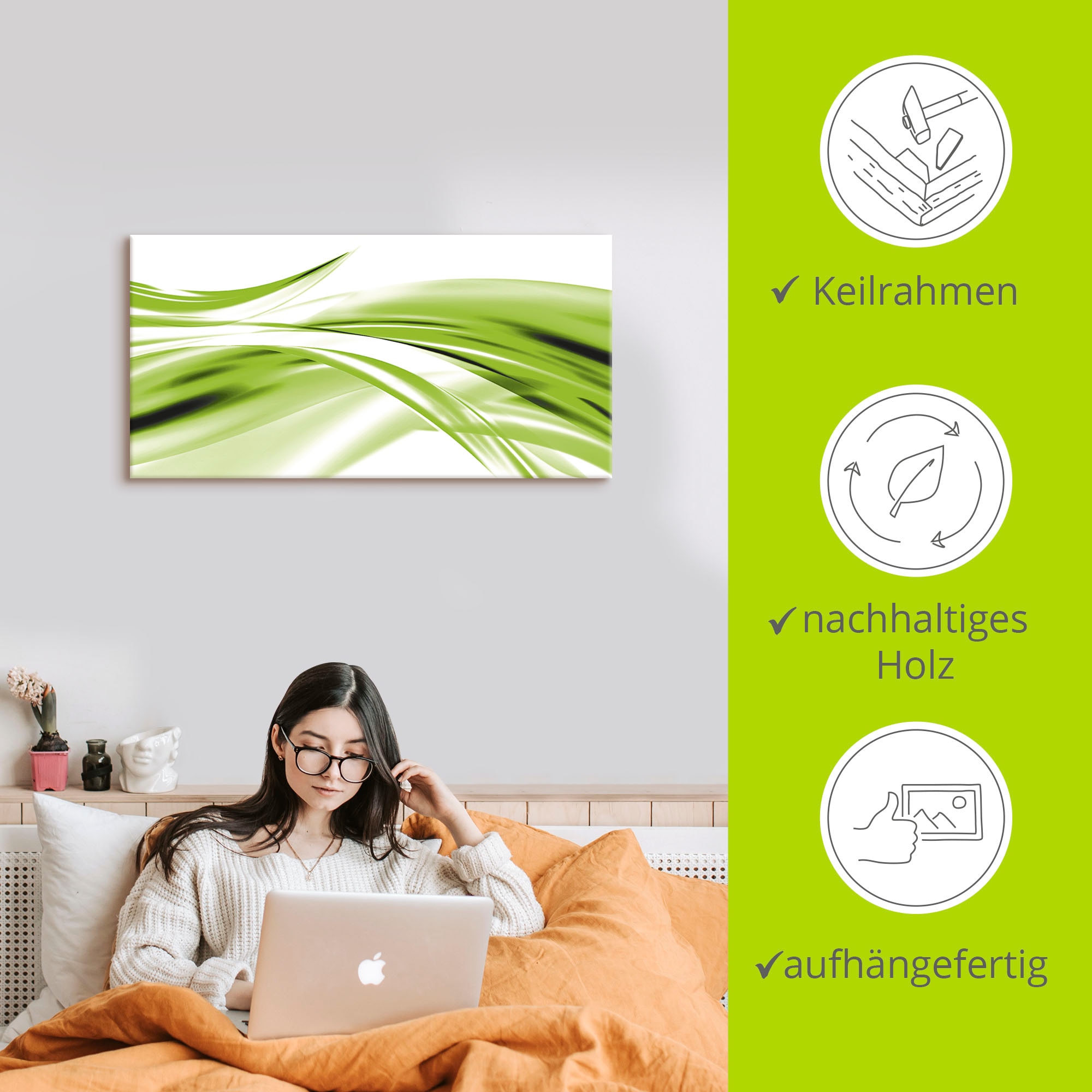 Artland Tableau sur toile »Schöne Welle - Abstrakt« 1 cuis tlg. auf Holzrahmen gespannt