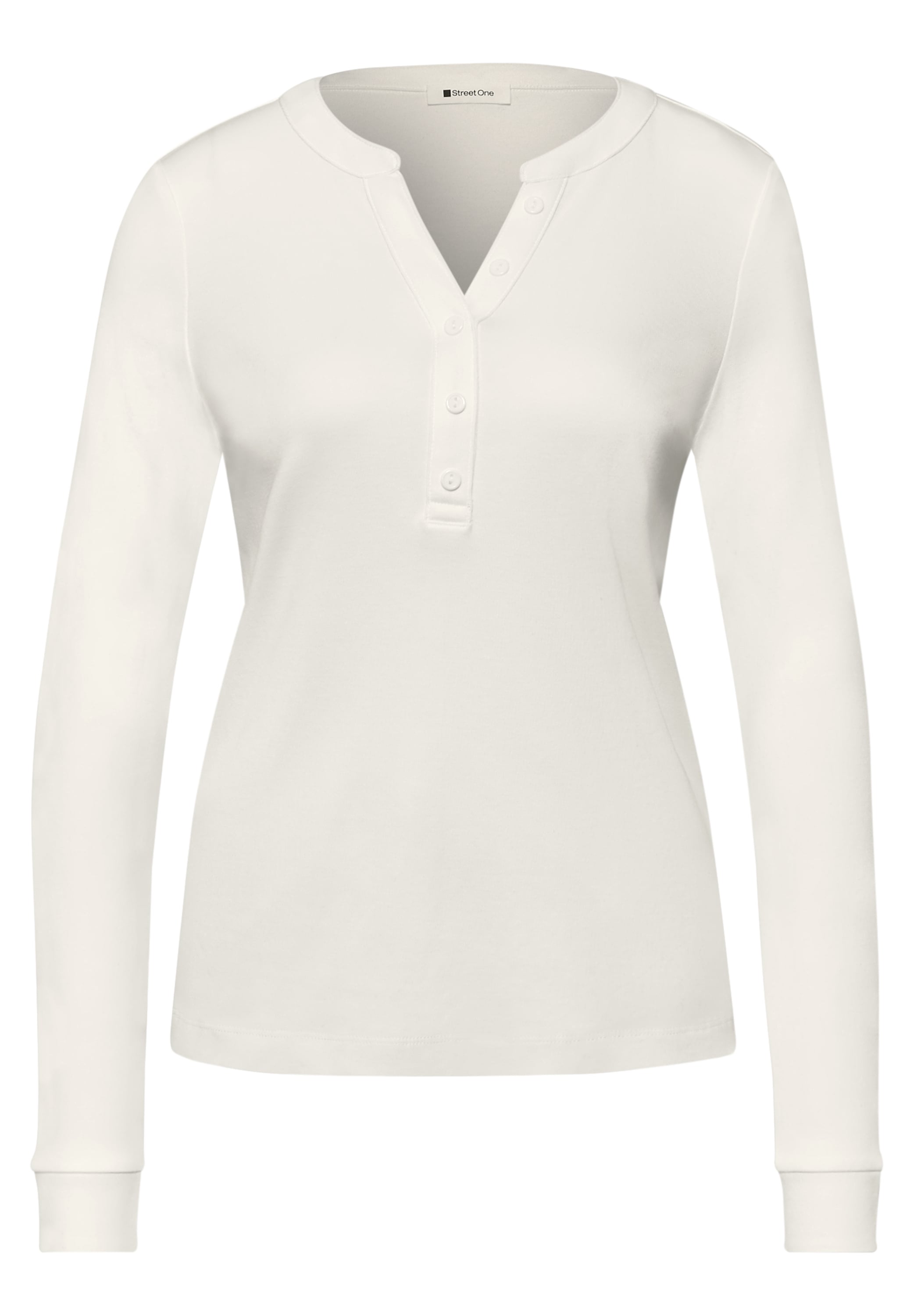 STREET ONE Langarmshirt mit dekorativem Split Neck und Knopfleiste