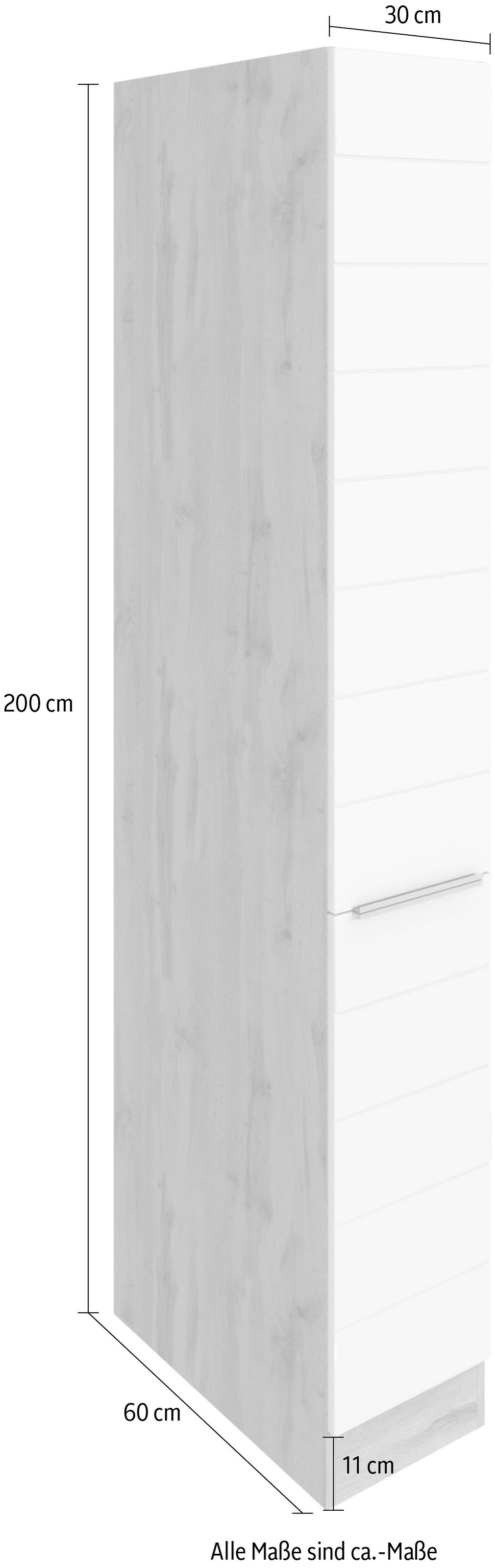 KOCHSTATION Armoire à pharmacie »KS-Luhe« 30 cm de large, façades MDF de qualité avec lisseau horizontal