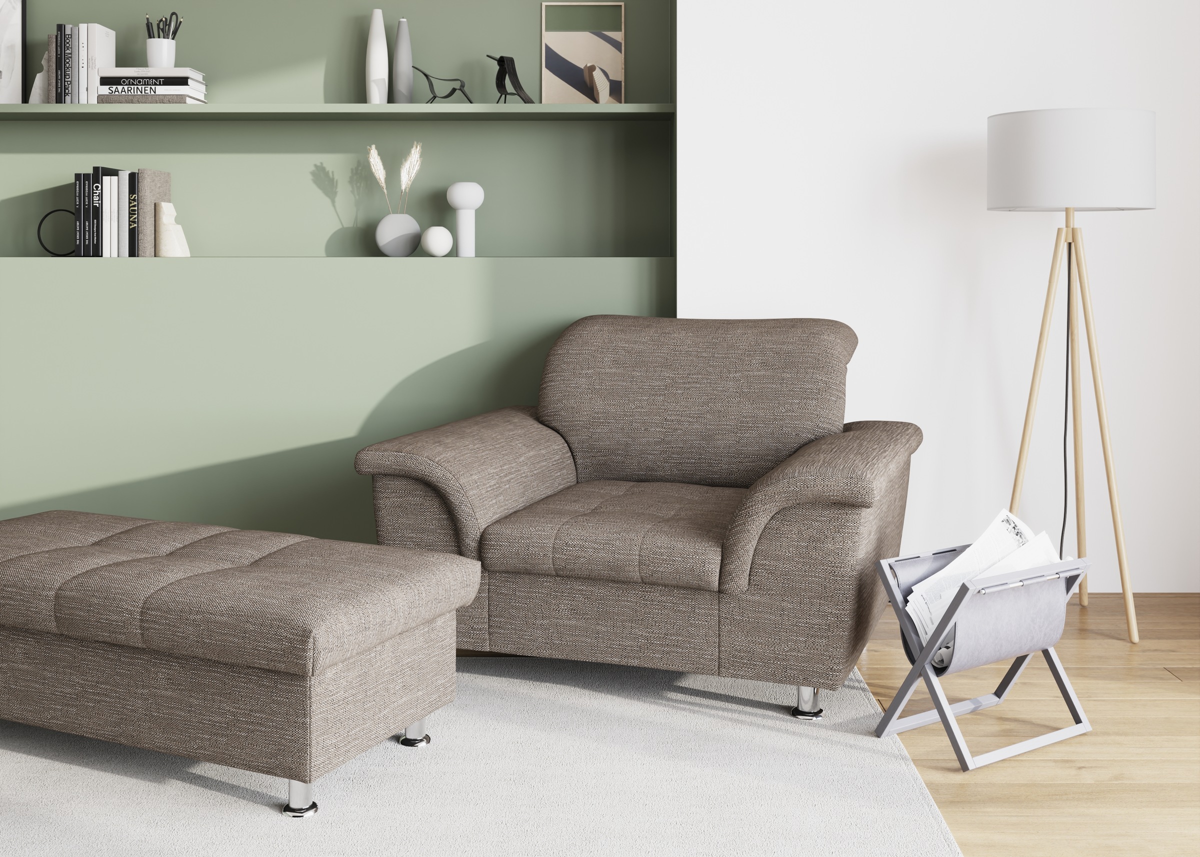 DOMO collection Fauteuil »FRANZI zeitlos & elegant, moderne Sitzheftung« option avec réglage de la tête, accoudoirs confortables, pieds chromés