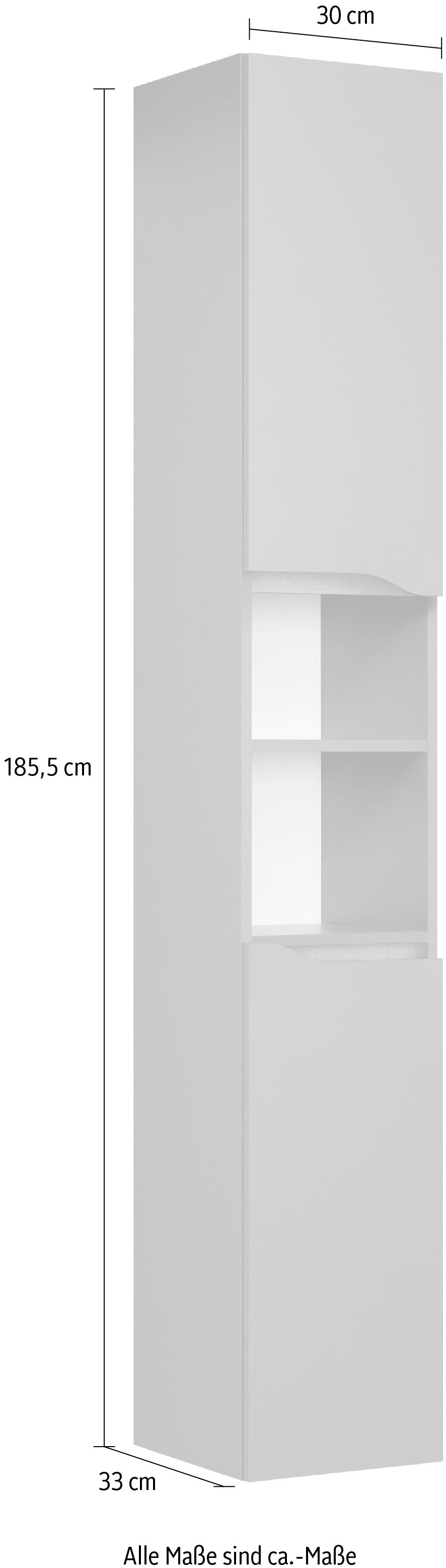 Saphir Armoire haute »Quickset Badschrank 30 cm breit, 2 Türen, 1 Nische, 2 Einlegeböden« Armoire haute de salle de bain avec amortisseur de porte, sans poignées