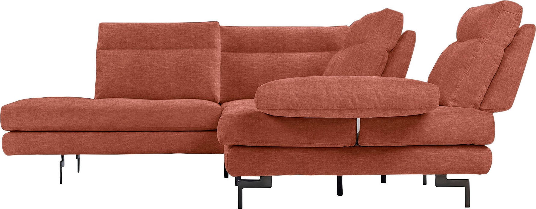 CALIA ITALIA Ecksofa »Toby Wing, B/T: 288/232 cm, Designsofa mit sensationellem Sitzkomfort« L-Form, Sitztiefenverstellung, funktionale Ecke, Füsse in schwarz matt