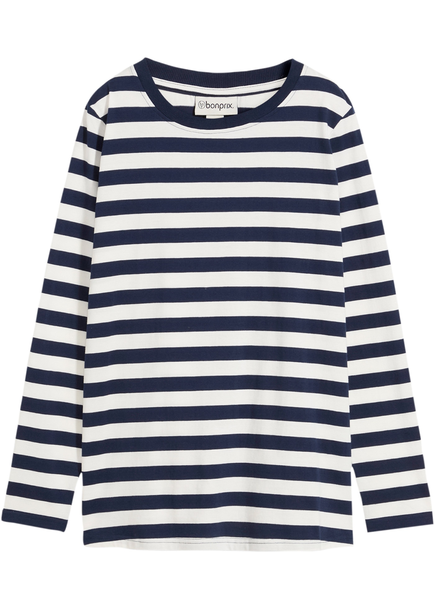 bonprix Langarmshirt Langarm, Ringel, aus reiner Baumwolle