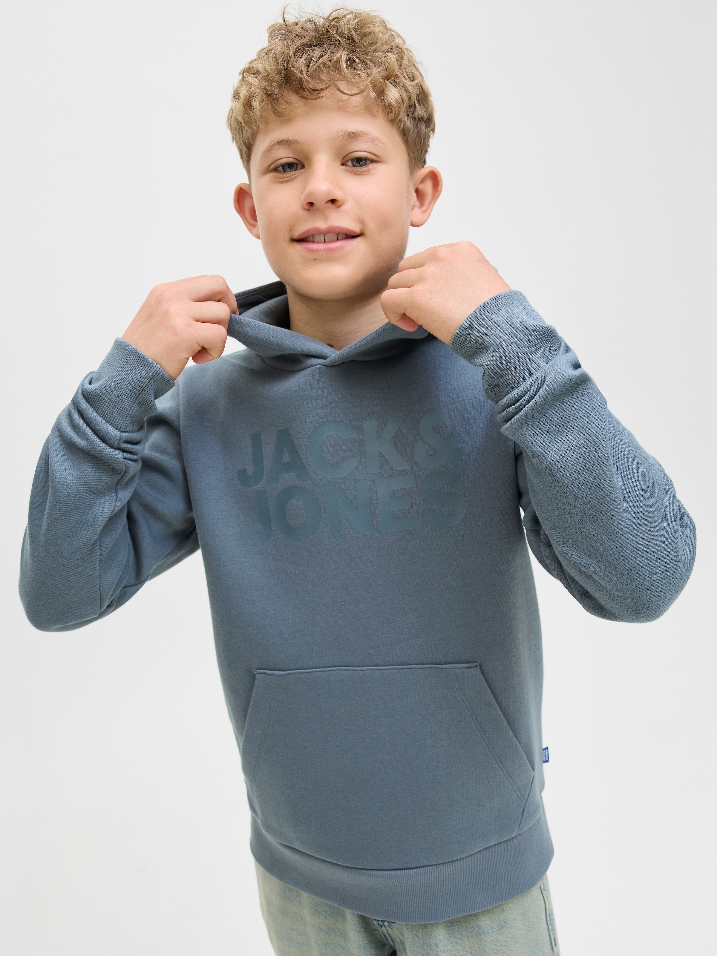 Jack & Jones Junior Kapuzensweatshirt »JJECORP mit Druck, Kängurutasche, pflegeleicht«, bedruckt, modisch, regular fit, Rundhals
