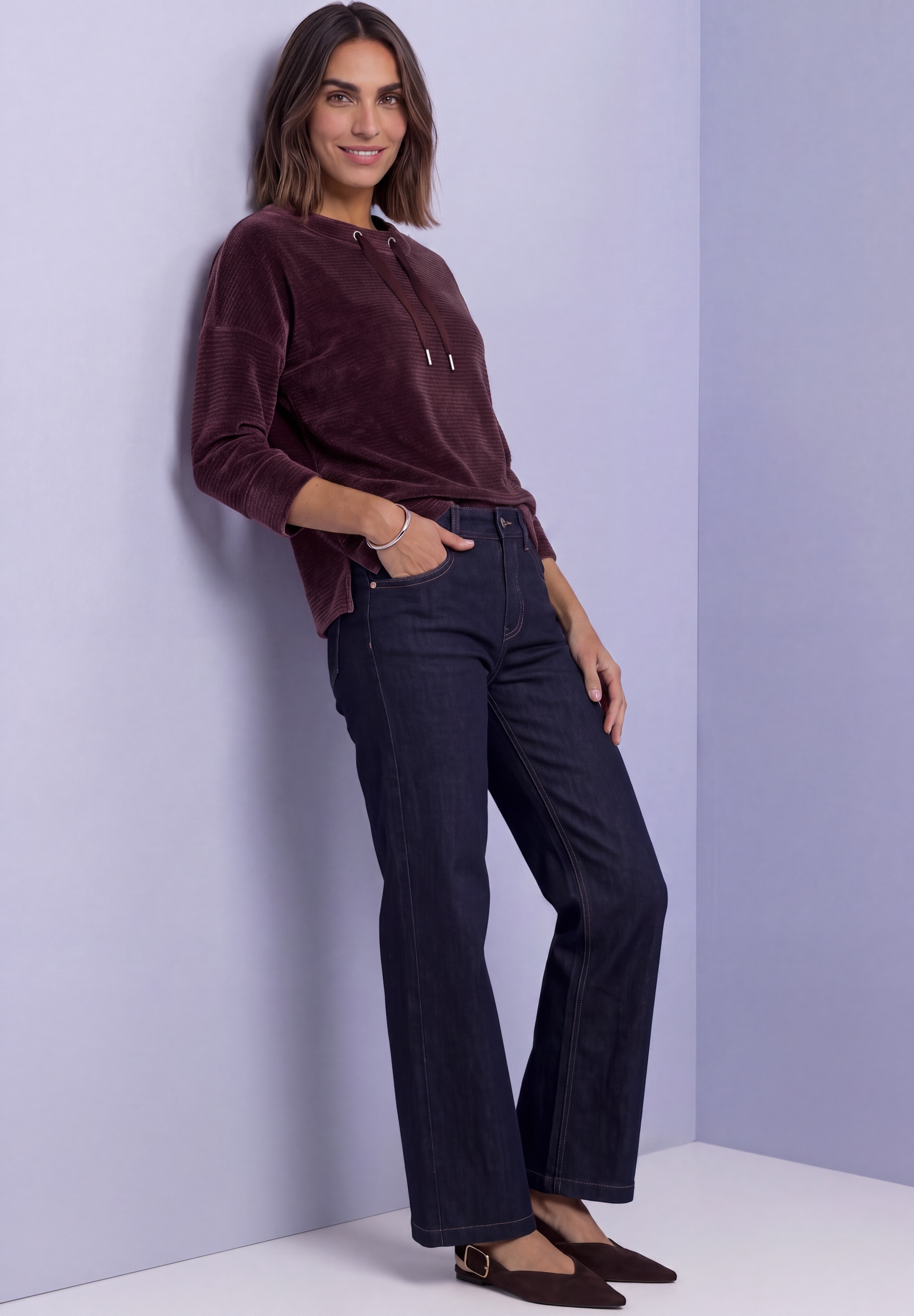 STREET ONE Langarmshirt 3/4-Arm Shirt mit U-Boot-Ausschnitt