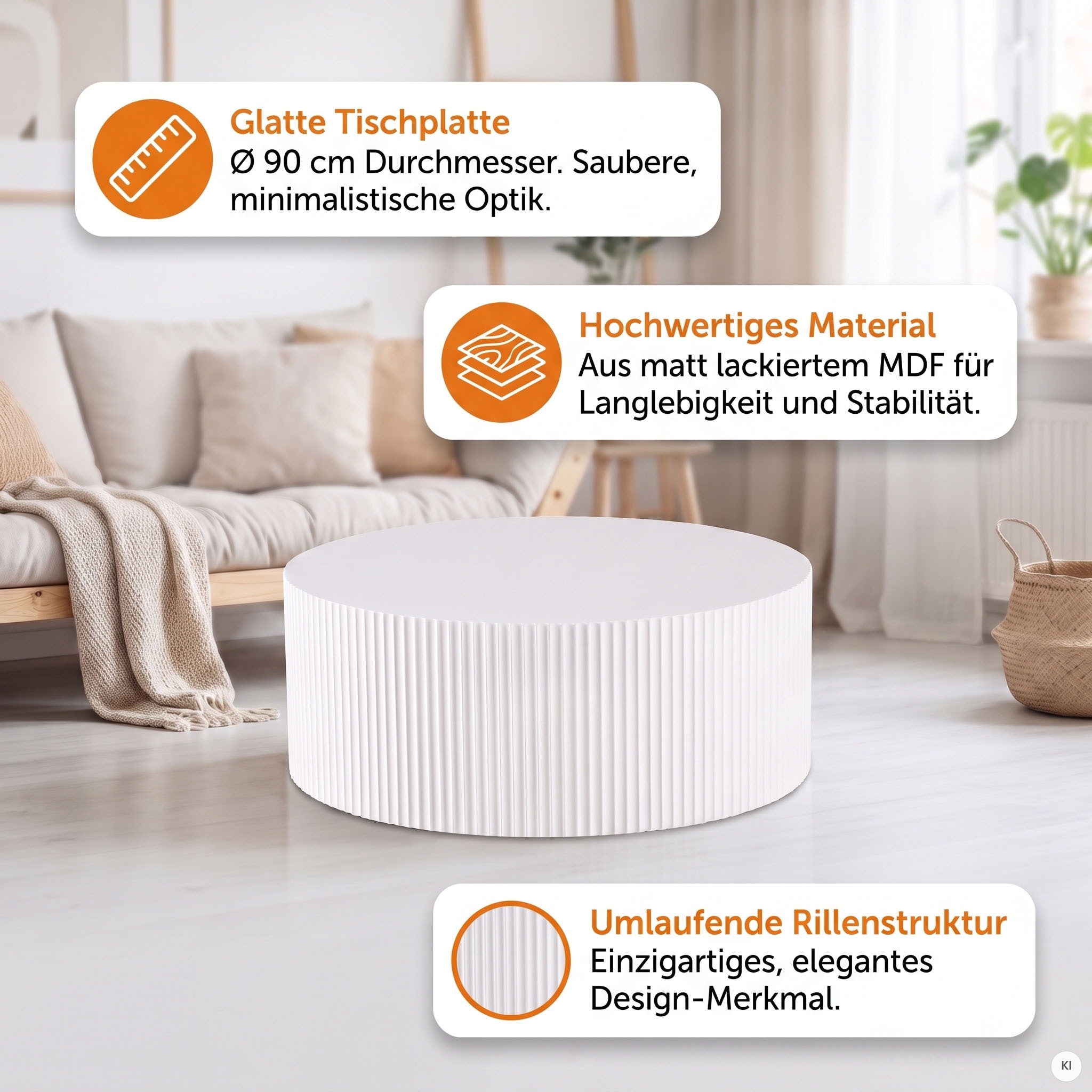 SalesFever Couchtisch »New Orleans Stilvoller Couchtisch« Set, 1 Stk. tlg. mit umlaufender Rillenstruktur