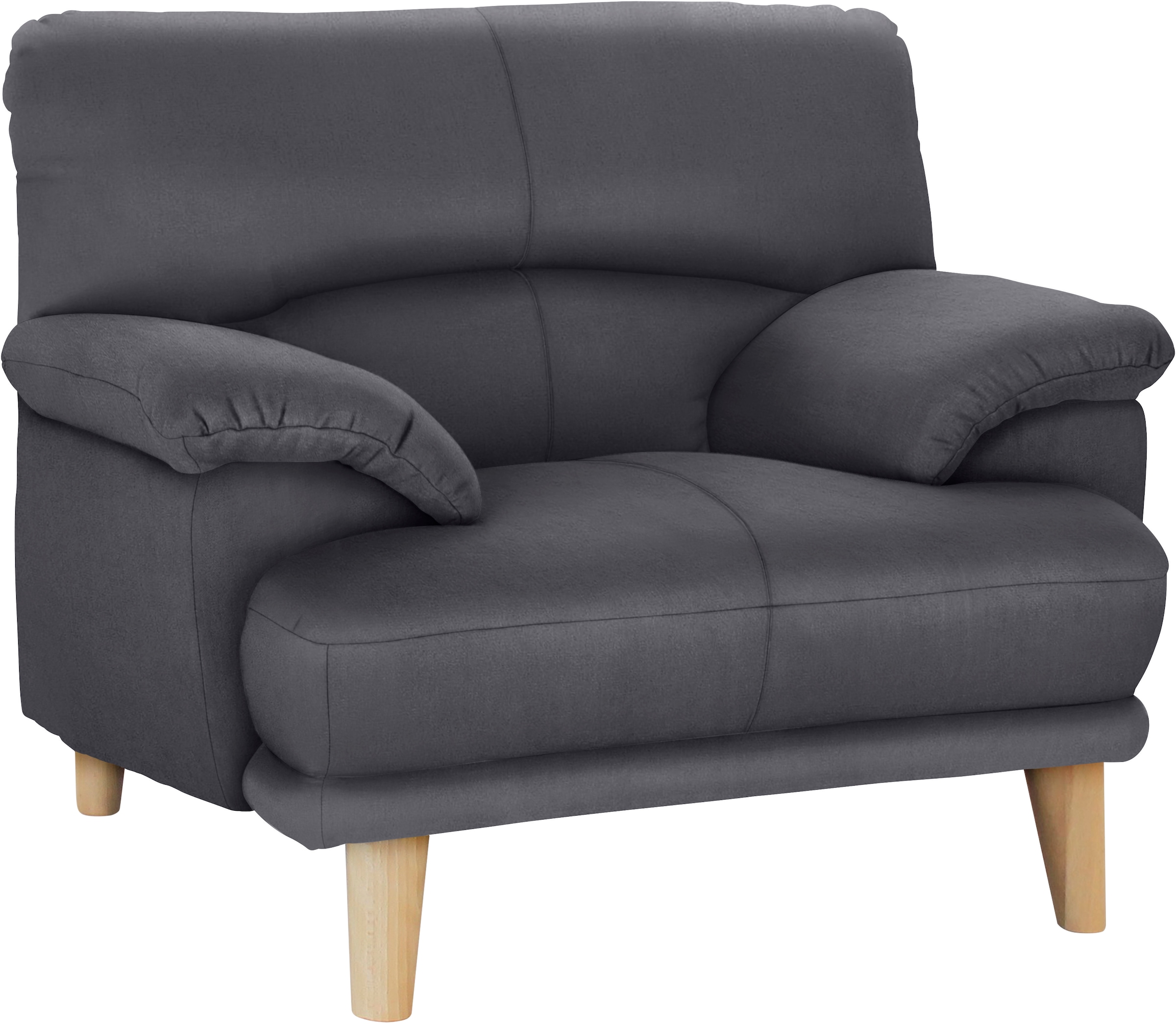 TRENDMANUFAKTUR Fauteuil »Cecilia, Loungesessel, italienisches Design, bequeme Armlehnen« dos travaillé pour un grand confort d’assise, pieds en bois