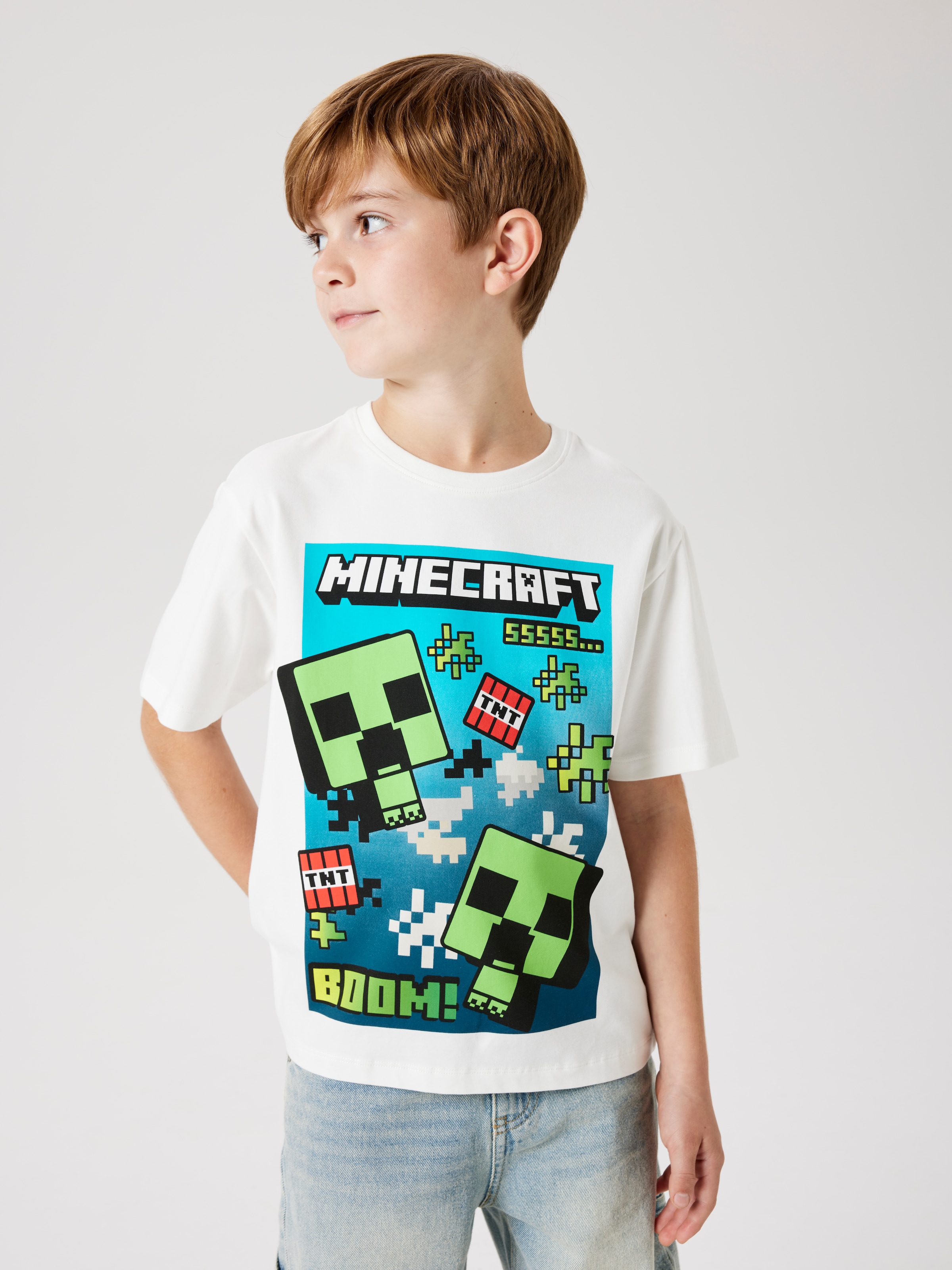 Name It T-shirt »NKMMUS für Jungen mit Minecraft-Print und elastischem Bund« regular fit, Jersey, Rundhals, Print