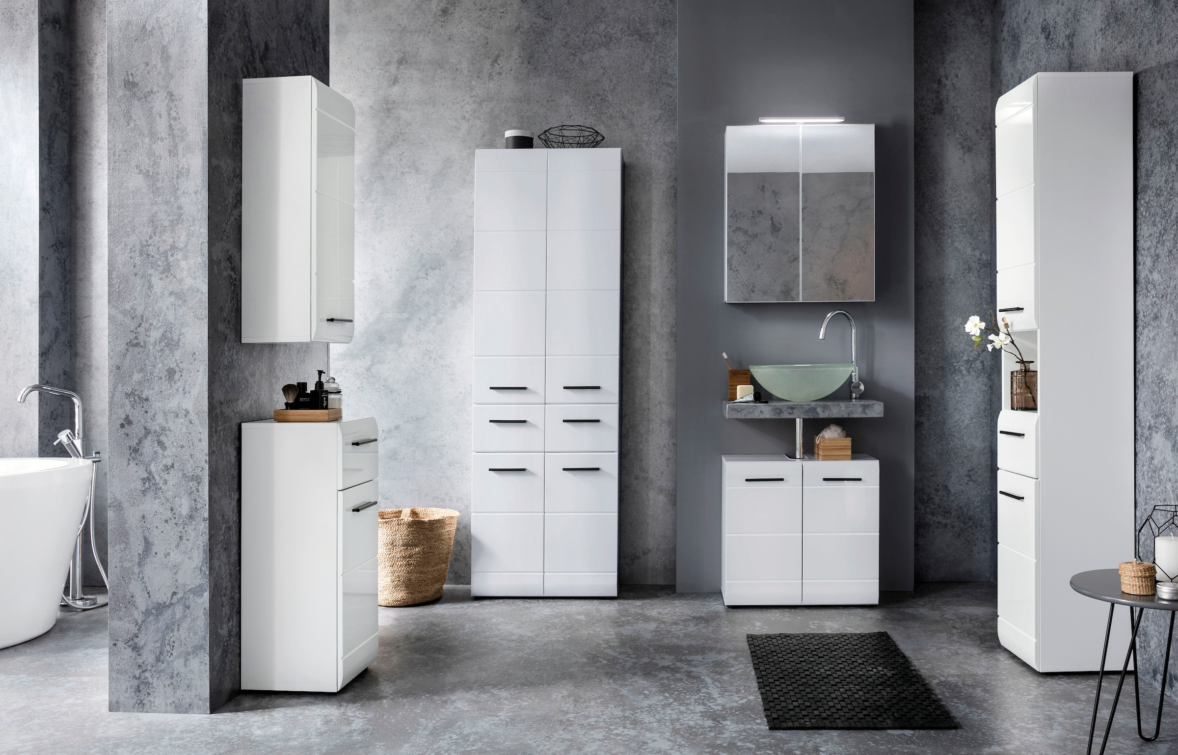 welltime Unterschrank »Sovana« Kommode mit 1 Tür & 1 Schublade - (B/T/H) 30/31/79 cm