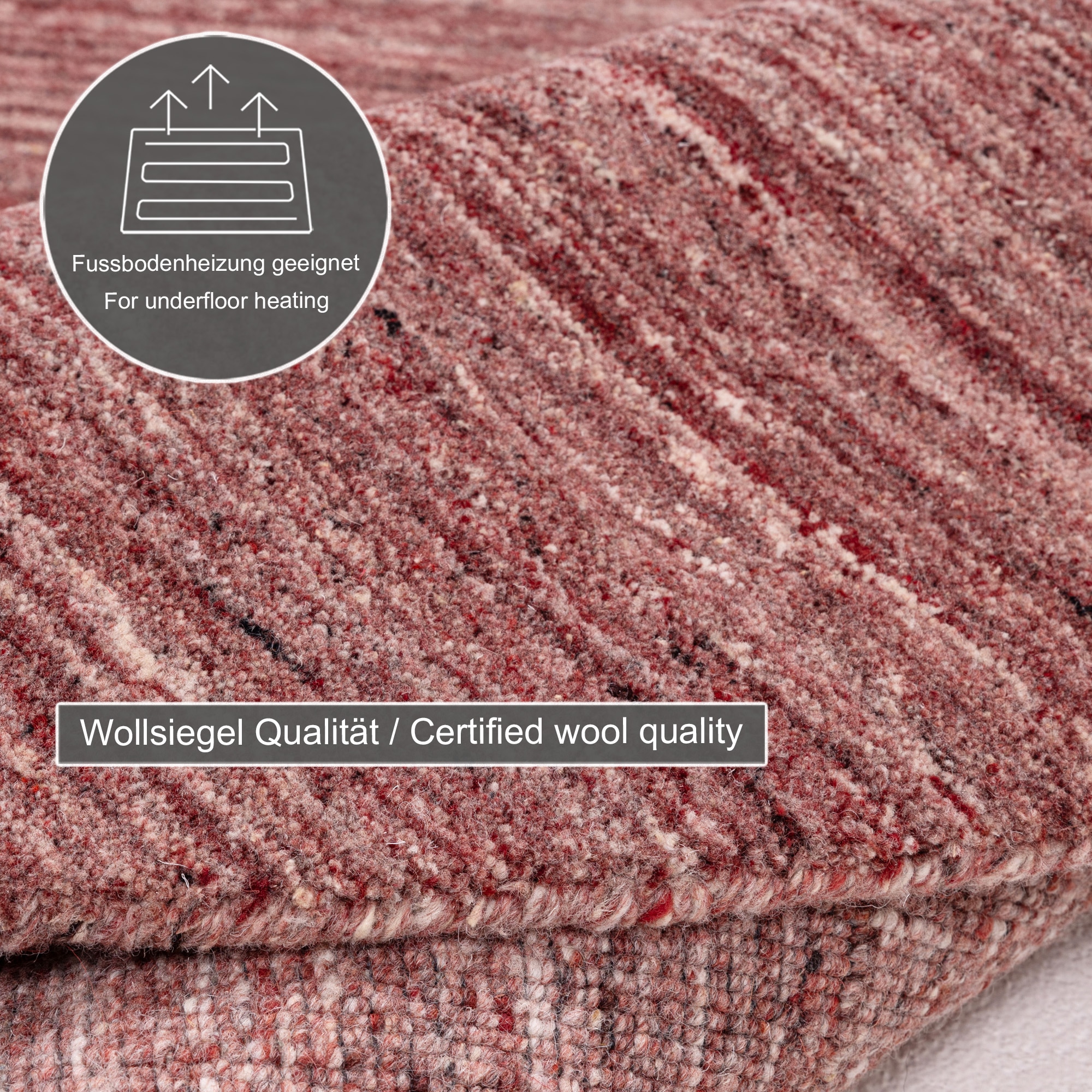 THEKO Wollteppich »Pure UNI« rund 14 mm Höhe Handwebteppich, meliert, reine Wolle, handgewebt
