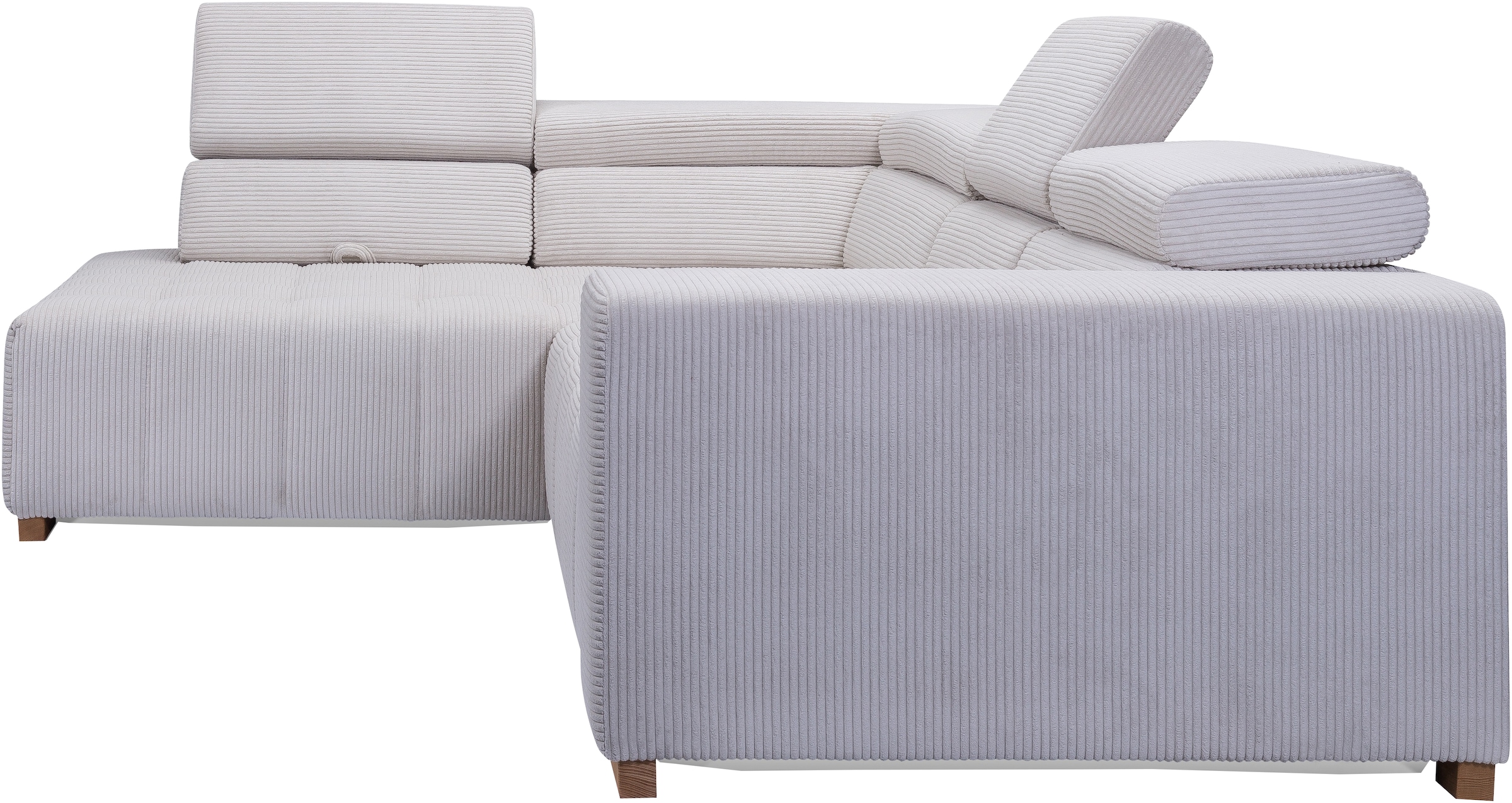 exxpo - sofa fashion Canapé d'angle »Elianos, hoher Sitzkomfort, aufwendige Kreuzsteppung im Sitz, L-Form« Kopfteile & Sitztiefe verstellbar, ohne Bettfunktion, Cord, beige
