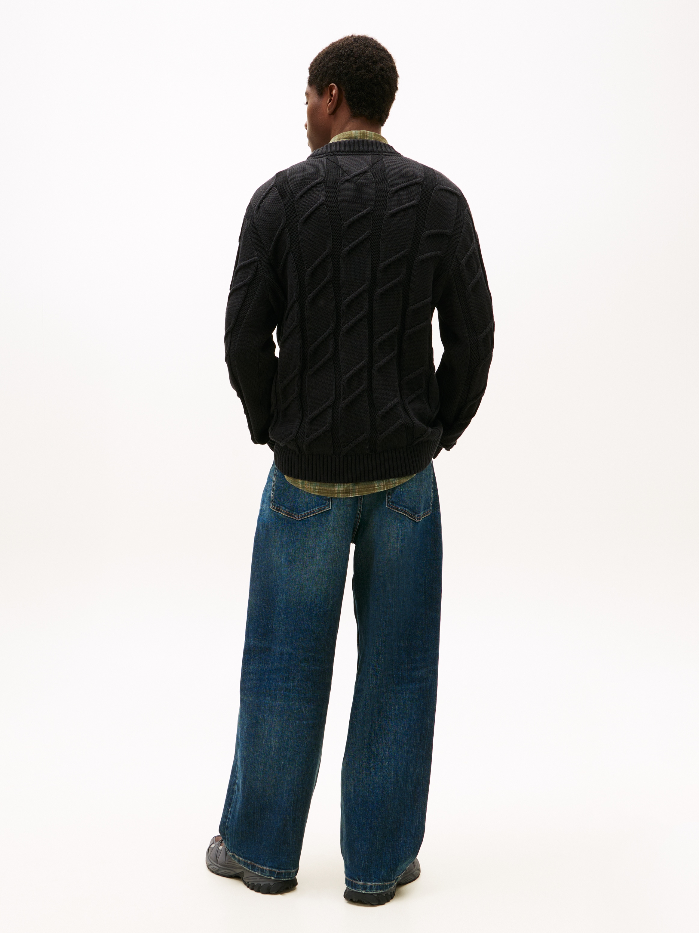 Tommy Jeans Pull à col rond »TJM REG CHUNKY CABLE« Grobstrick mit Zopfmuster, regular fit, Rundhals