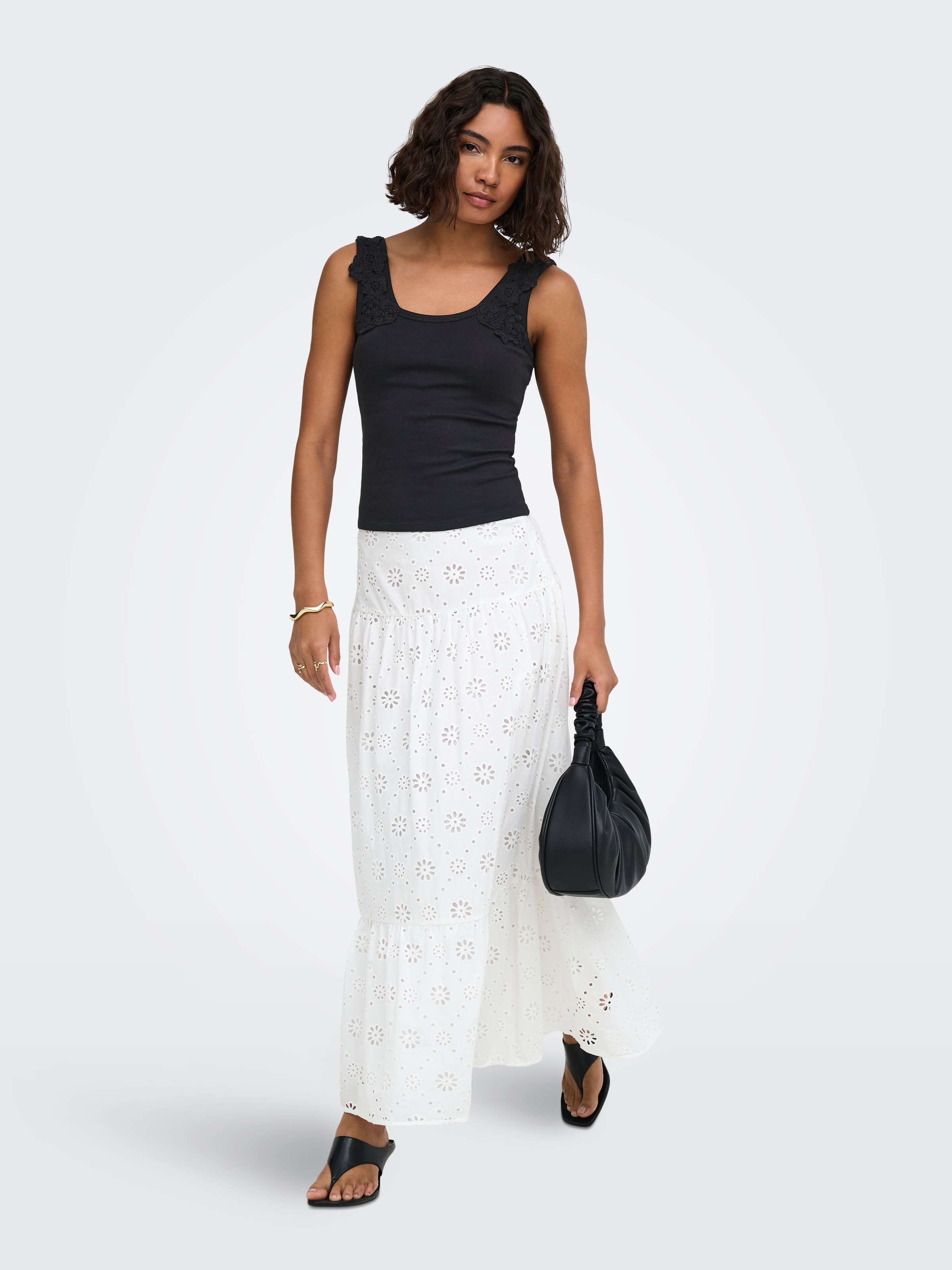 ONLY Débardeur »ONLZANNY S/L CROCHET TANK TOP CS JRS« mélange de coton