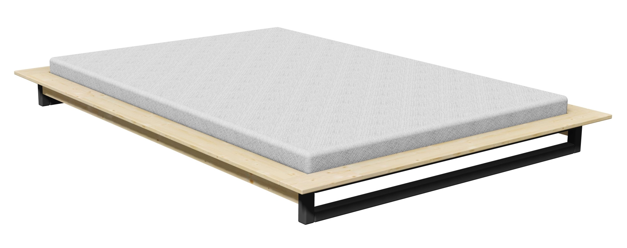 GOODproduct Lit futon »Kobe, Massivholzbett aus Kiefer im Industrial Design, 200 KG belastbar« B/T/H:165/225/18,1 cm,  stabiles Kufengestell,  rundum Ablagefläche, FSC, Made in Europe
