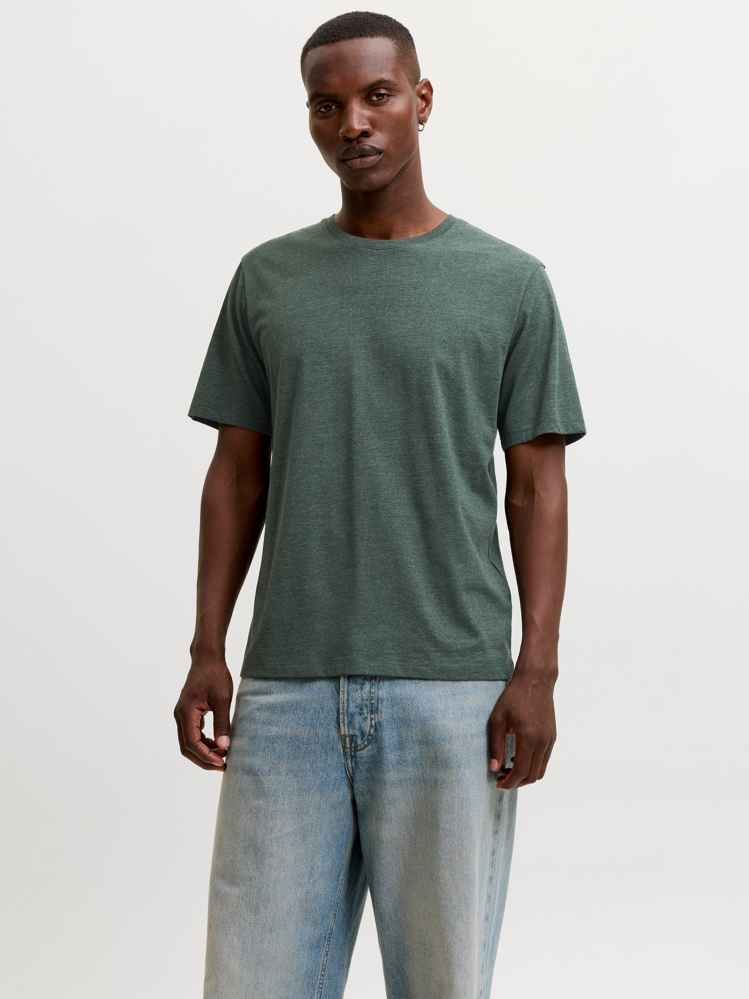 Jack & Jones Shirt à col rond »JJEORGANIC MELANGE TEE SS O-NECK NOOS« mélange coton, coupe régulière