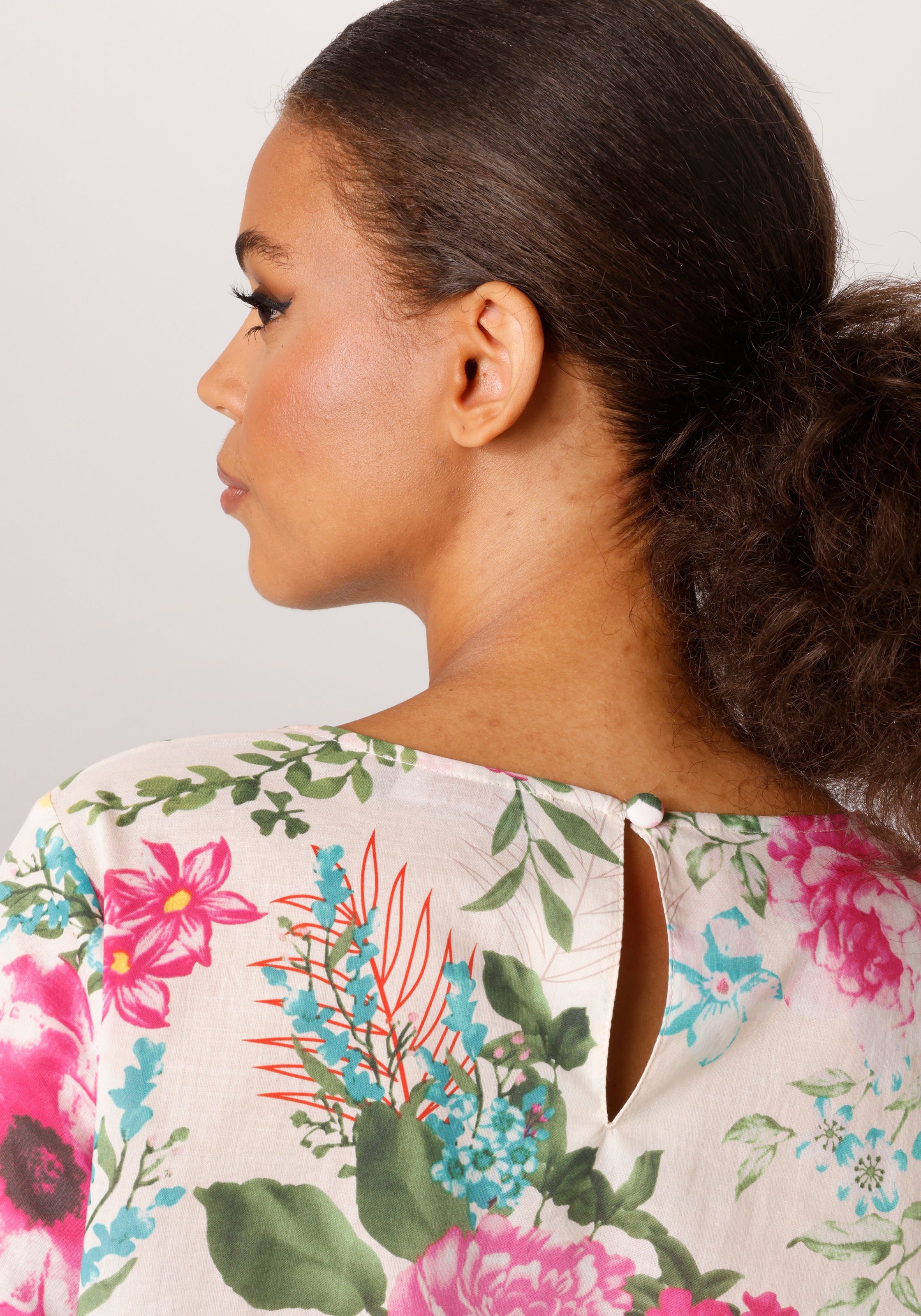 Aniston CASUAL Blouse à enfiler mit farbenfrohem Blumendruck - jedes Teil ein Unikat - NEUE KOLLEKTION
