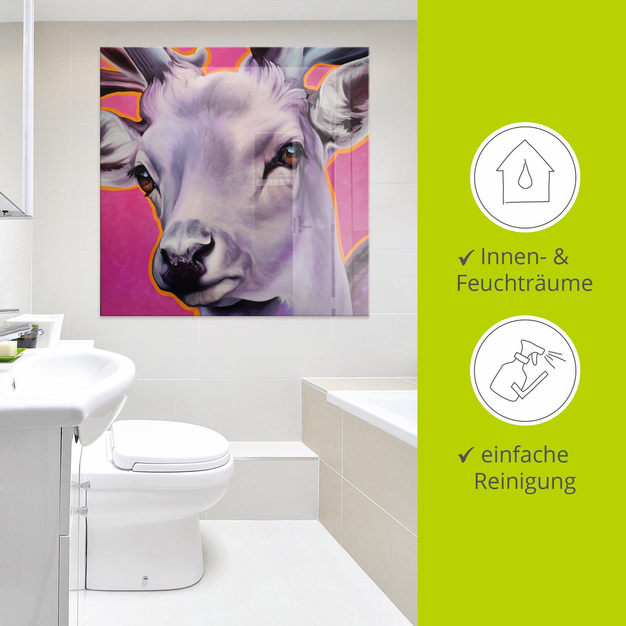 Artland Glasbild »Hirsch pink« Wildtiere 1 Stk. tlg. in verschiedenen Grössen