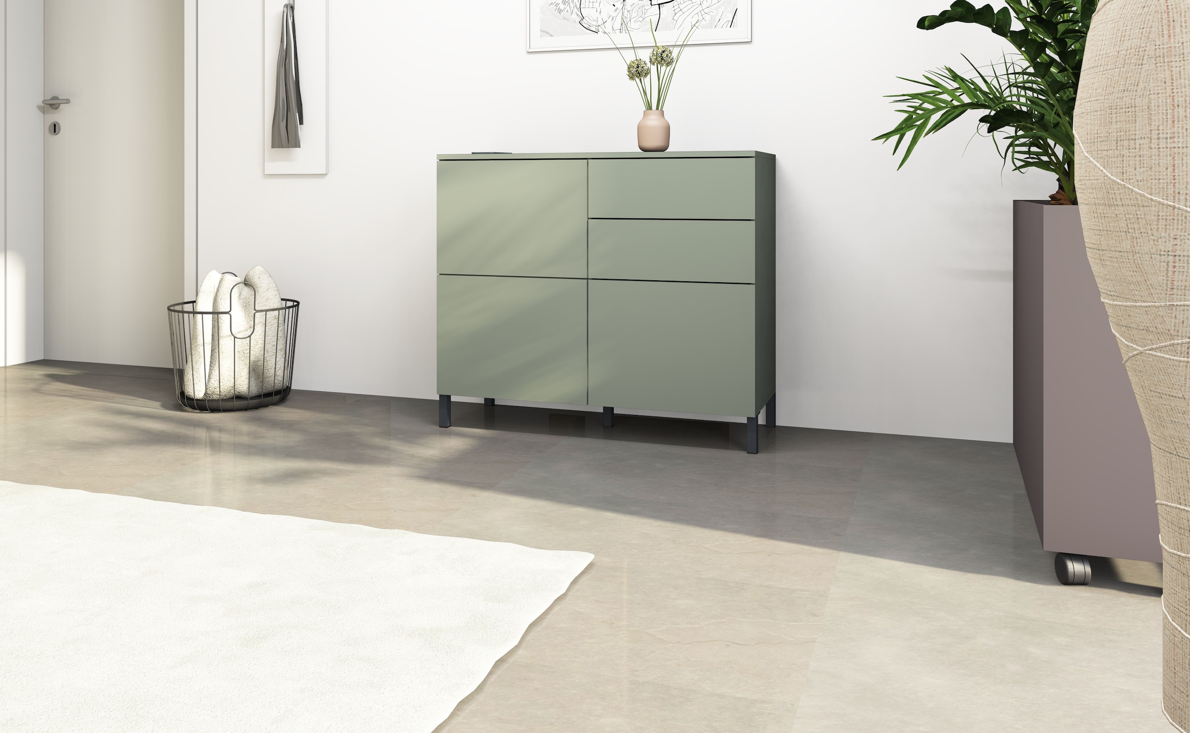 borchardt Möbel Commode »Haama, modern, grifflos, Metallfüsse, praktisch,  3 Türen« Push-To-Open, verstellbare Einlegeböden, viel Stauraum, Breite 93cm