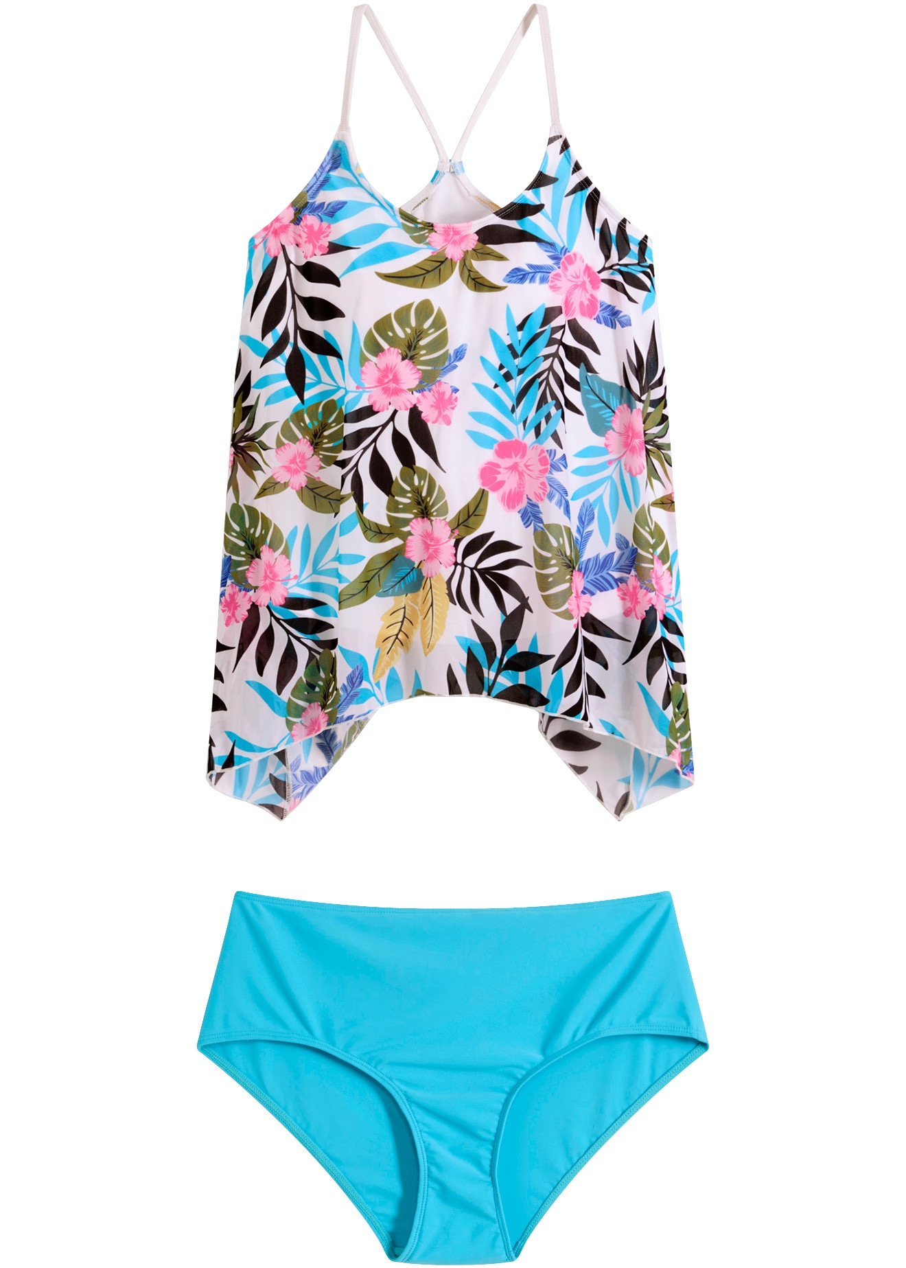 bonprix Tankini Set,  Set bestehend aus Tankini und passendem Unterteil, bedruckte Netzware