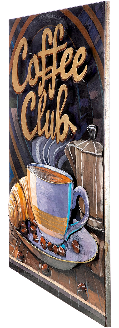 GILDE Metallbild »Bild rechteckig Coffeeclub  blau« Bar & Lounges 1 Stk. tlg. Kaffeemotiv Coffee Bar Schriftzugbild Café-Deko Barista-Style