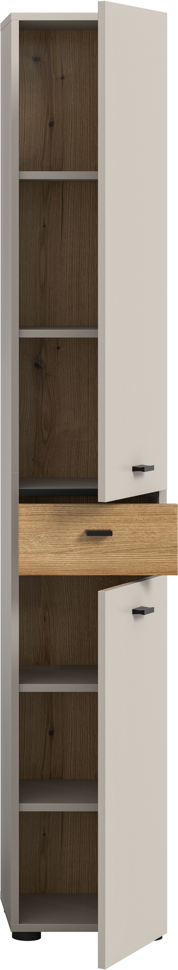 welltime Armoire haute »VANN, Höhe 191cm, 2 Türen, 1 Schubkasten, Türanschlag wechselbar« individuell mit weiteren Artikel der Serie VANN kombinierbar,  Universalschrank, Mehrzweckschrank, Schrank, Badschrank, Badezimmer