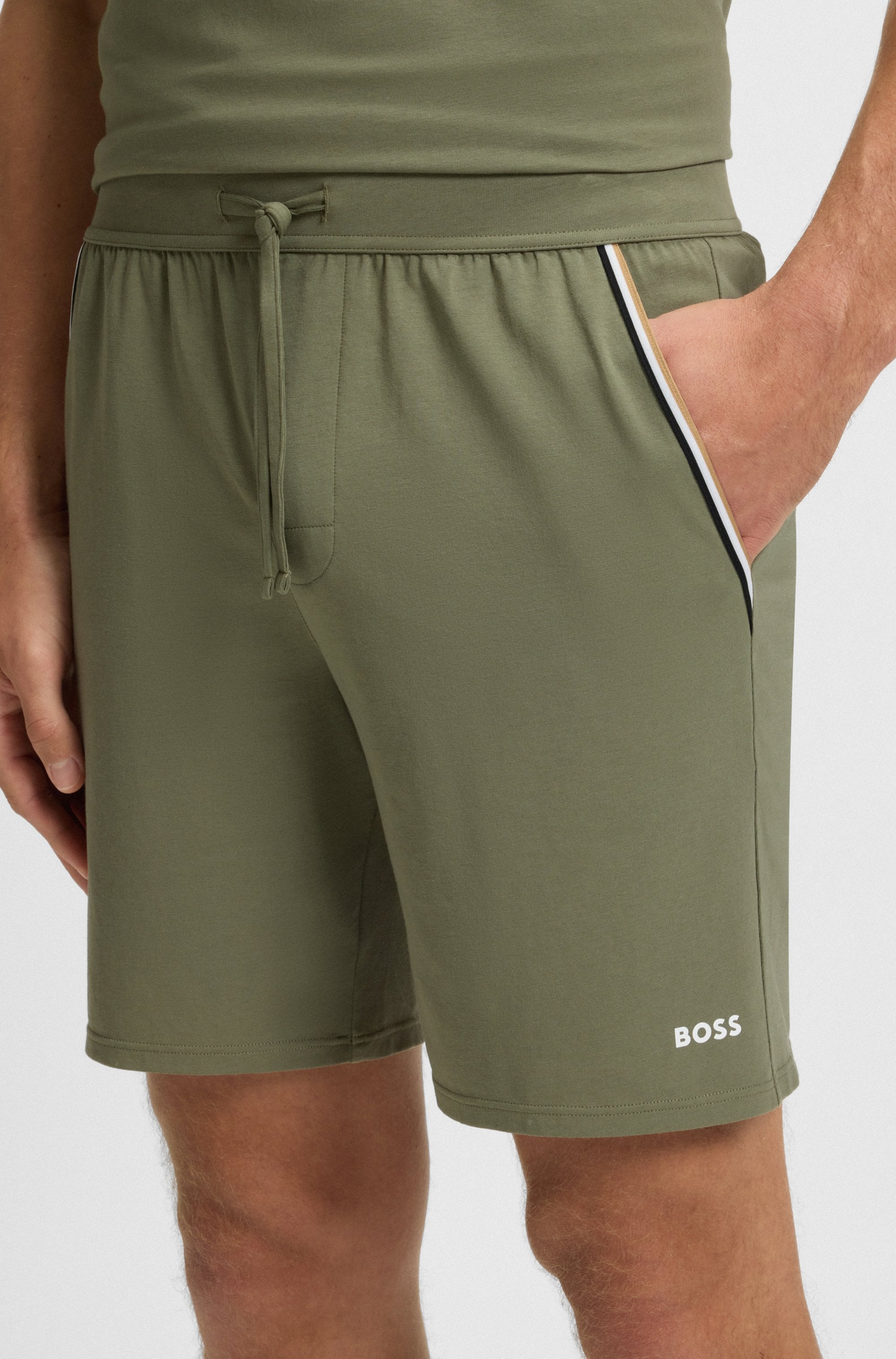 BOSS Shorts de pyjama »Unique«  aus elastischer Baumwolle mit Tape-Details