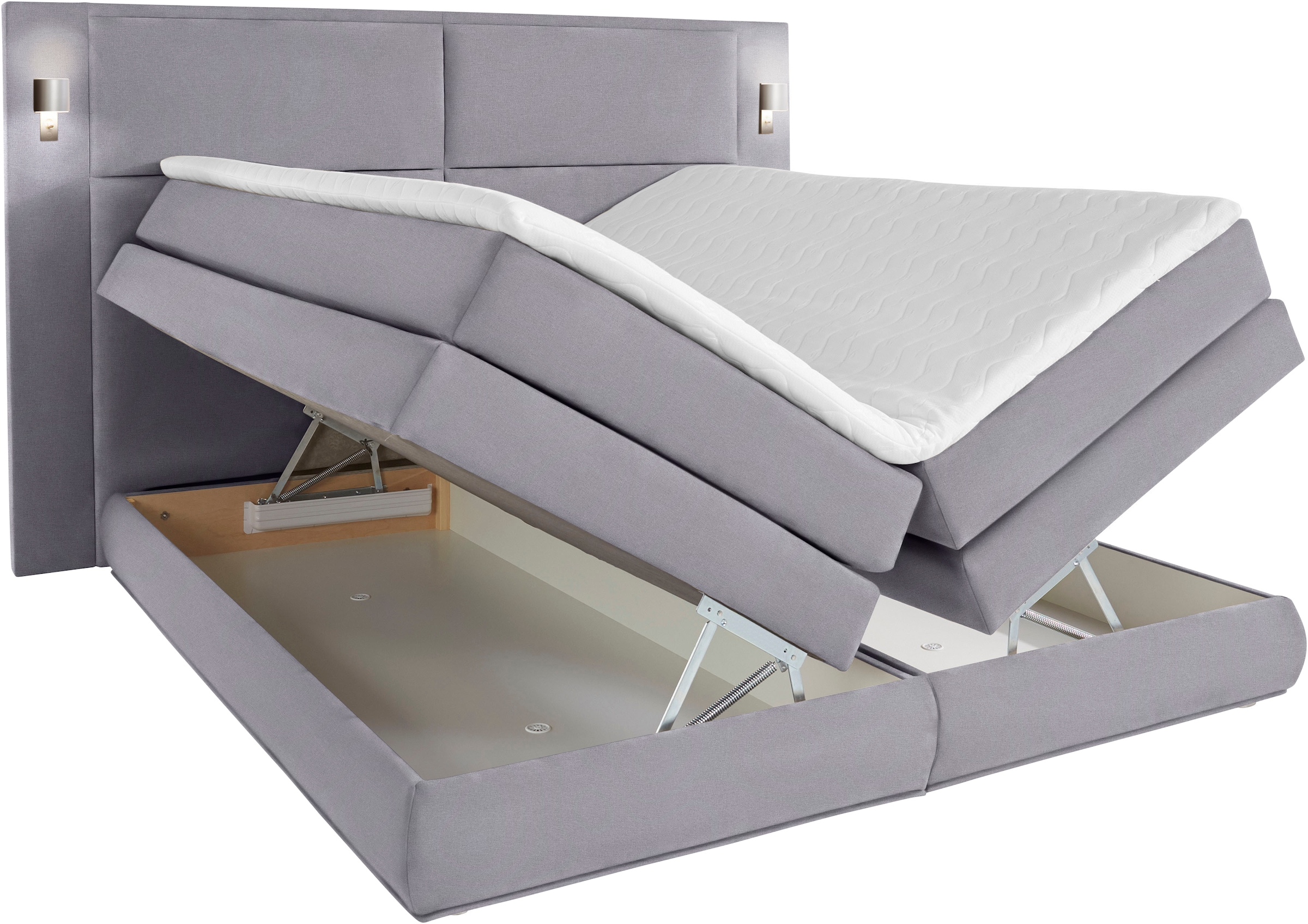 COLLECTION AB Lit boxspring »COPENHAGEN, mit Bettkasten & Bonnell- oder TTFK-Matratze H2/H4« avec coffre de lit, surmatelas, option éclairage LED