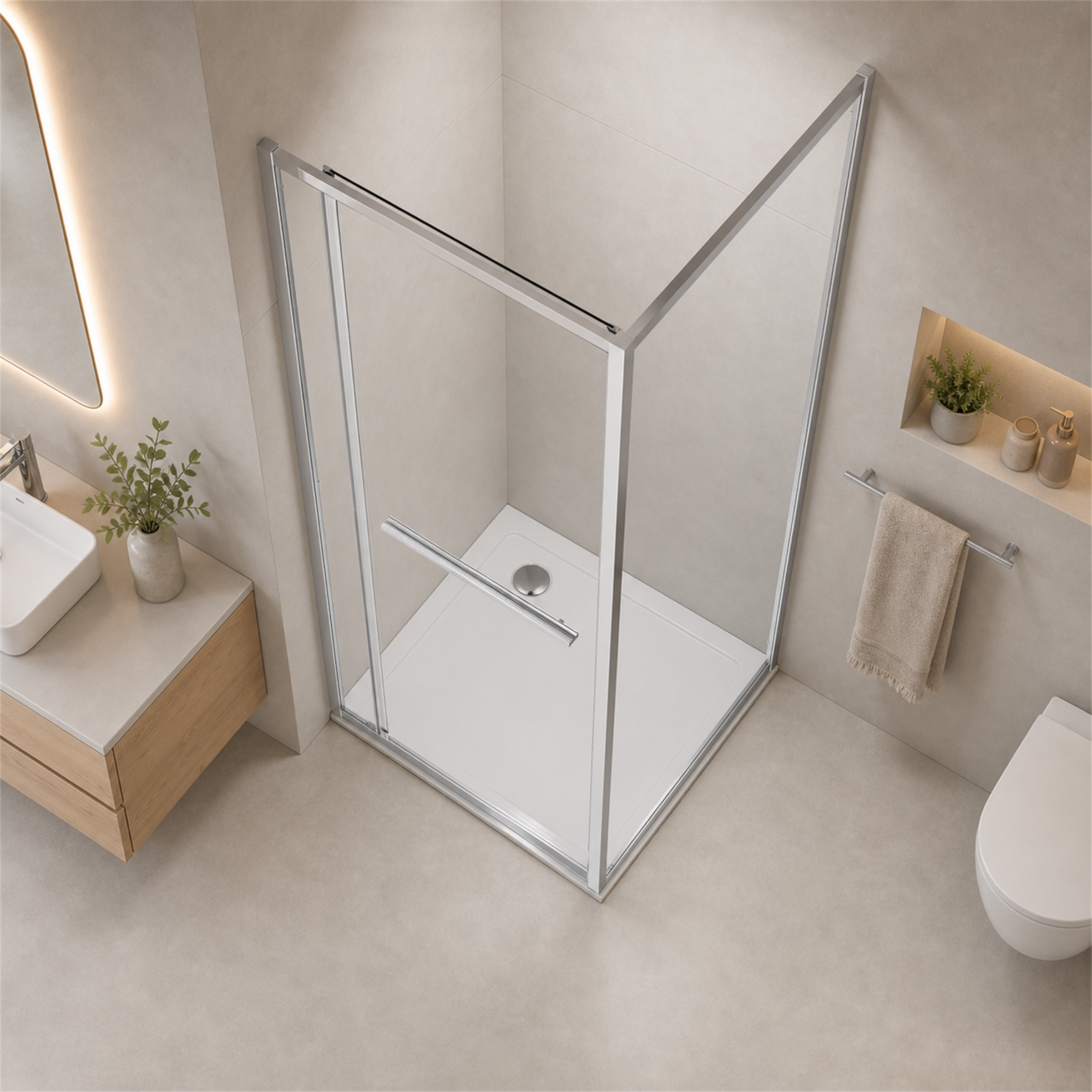 GOODproduct Douche d'angle »Vinci« porte battante pour largeur d'entrée maximale, système à double roulettes