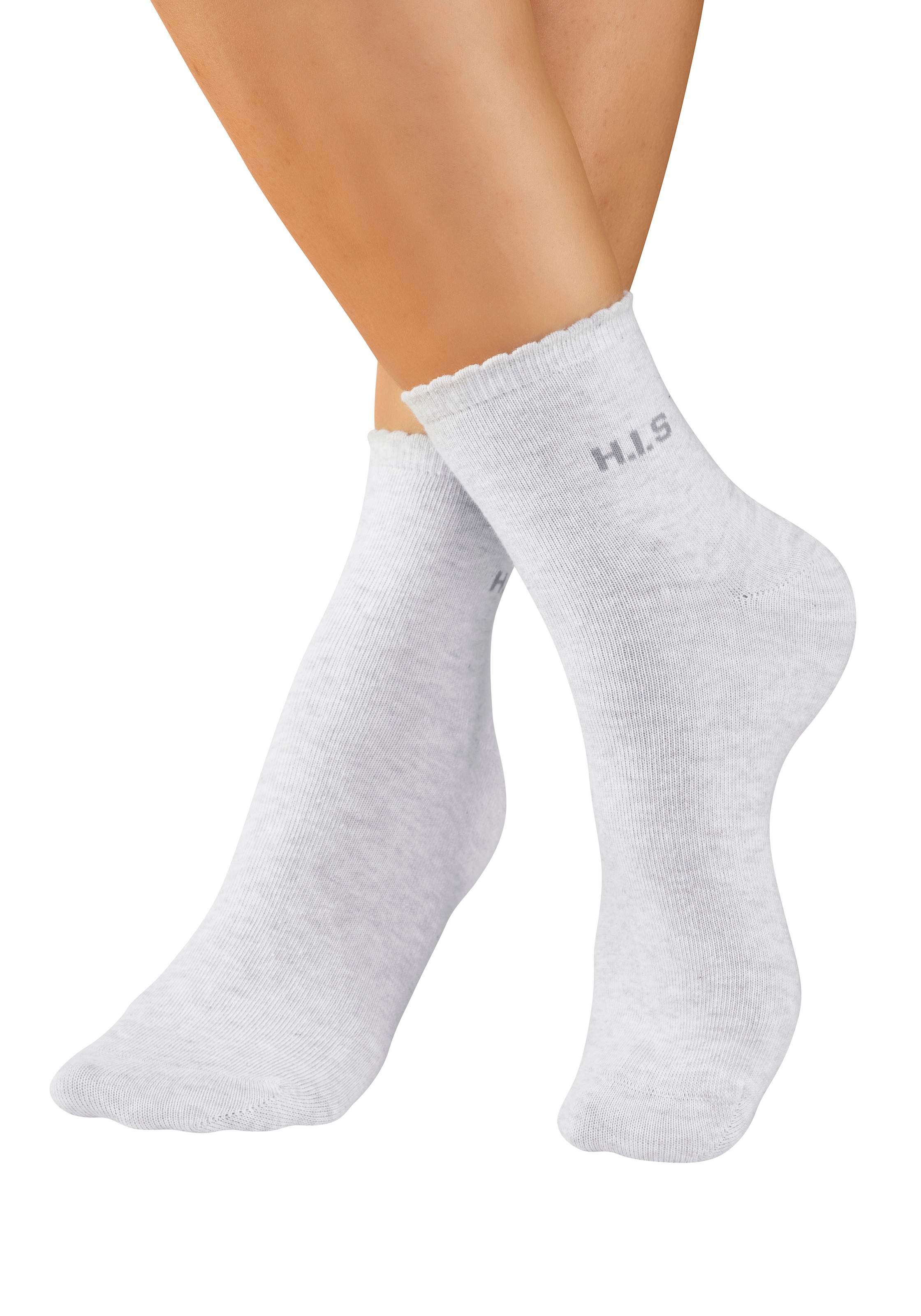 H.I.S Chaussettes courtes »Damen uni und meliert für die ganze Woche« Paquet, 7 Couple tlg. avec un bord-côte ondulé