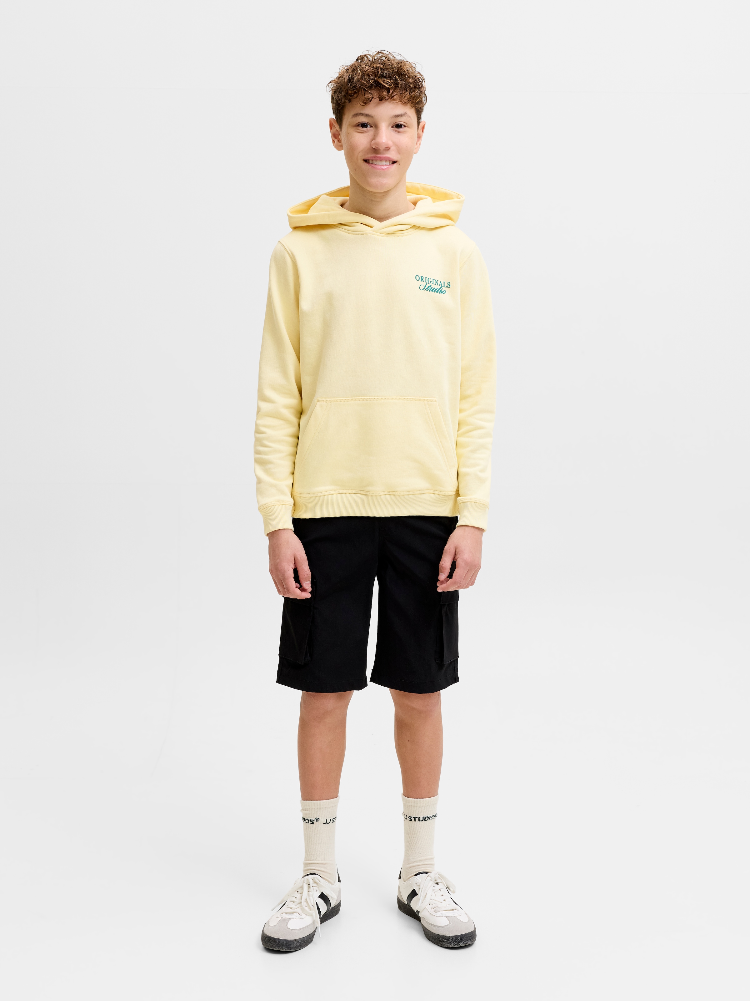 Jack & Jones Junior Kapuzensweatshirt »JORNORREBRO TYPO BACK SWEAT HOOD SN JNR«, Baumwollmischung, relaxed fit, Langarm
