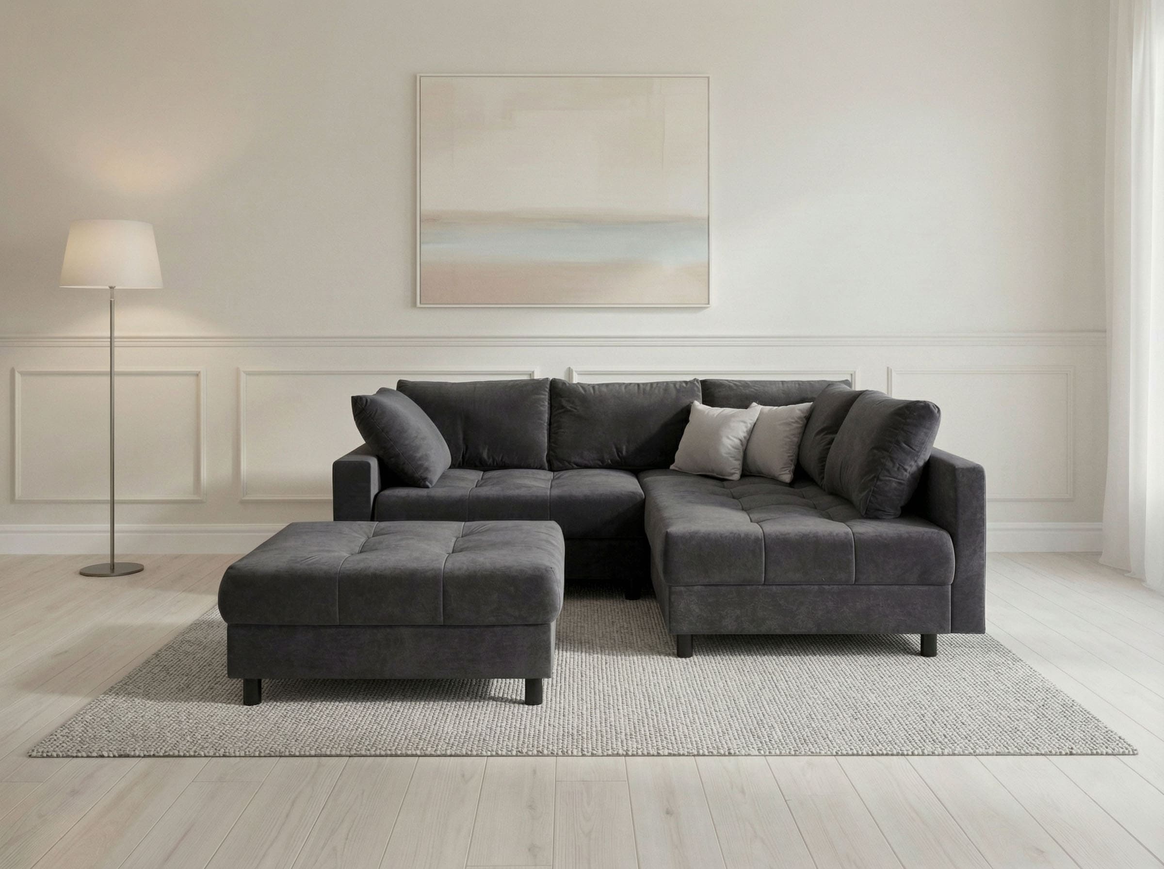 COLLECTION AB Canapé d'angle »Antonia L-Form, B: 215 cm« Ecksofa, Rückenkissen, ottomane beidseitig montierbar, Bonnelfederkern