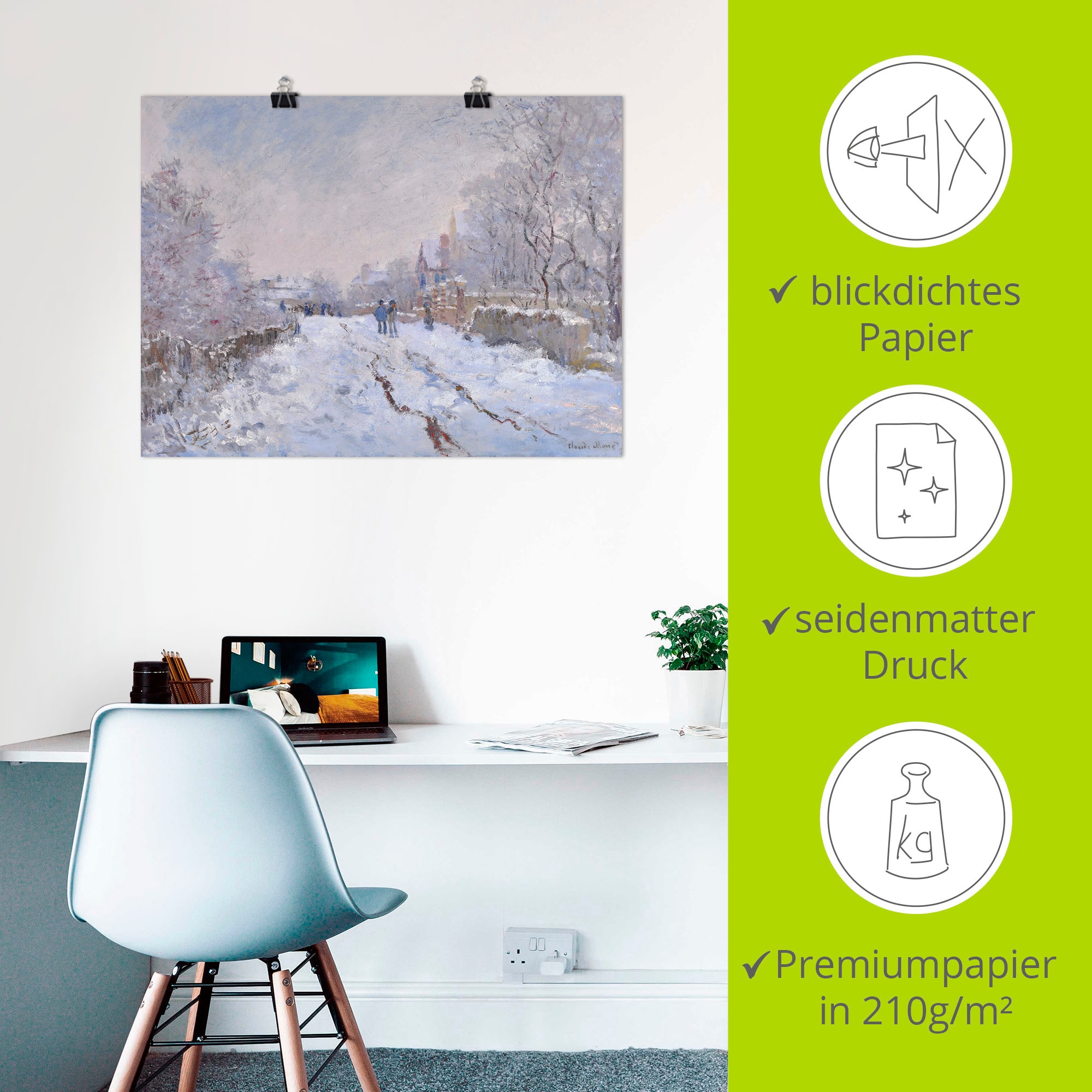 Artland Poster »Schnee in Argenteuil.« 1 cuis tlg. ohne Rahmen