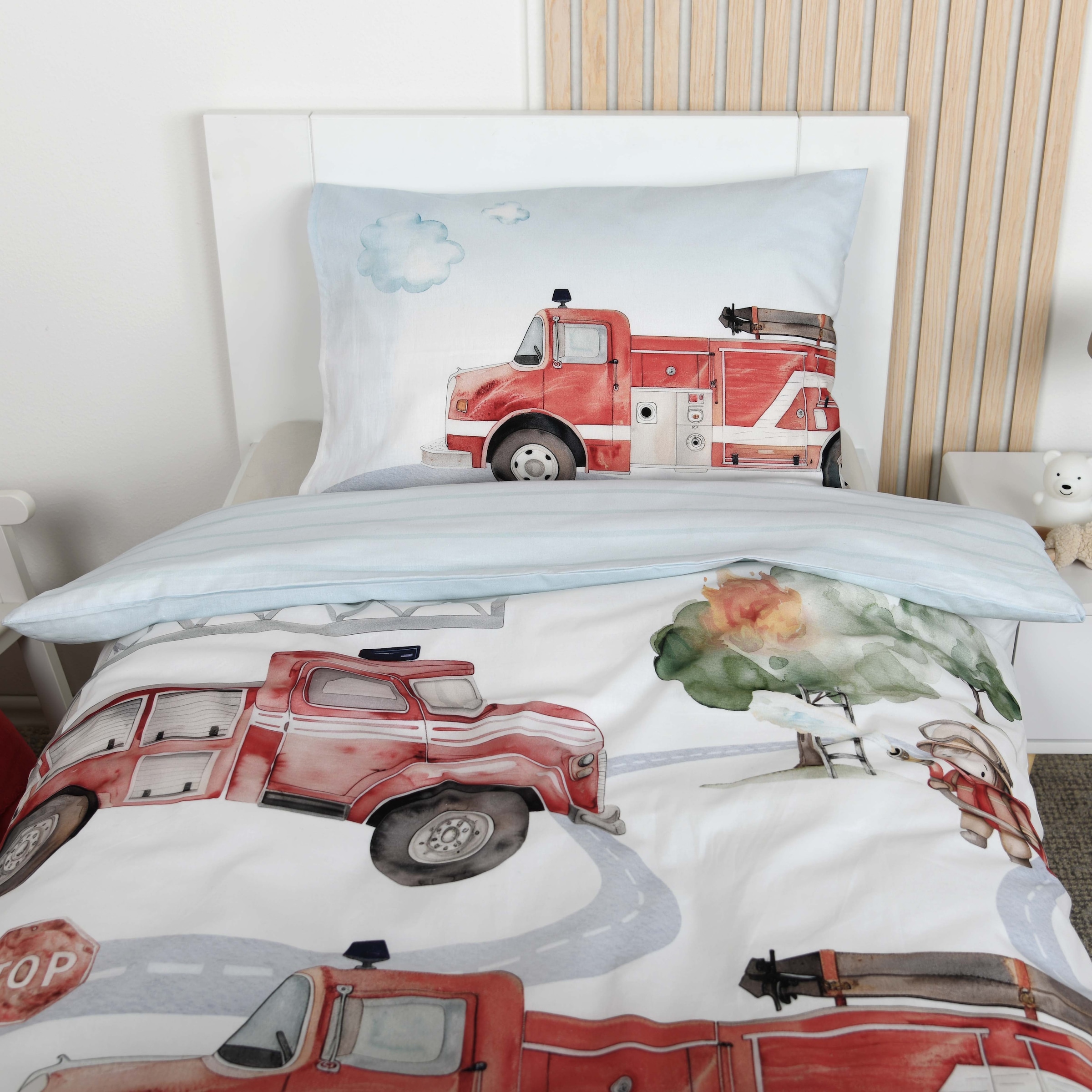 Baby Best Linge de lit pour bébé »Feuerwehr« 2 Parure de lit réversible