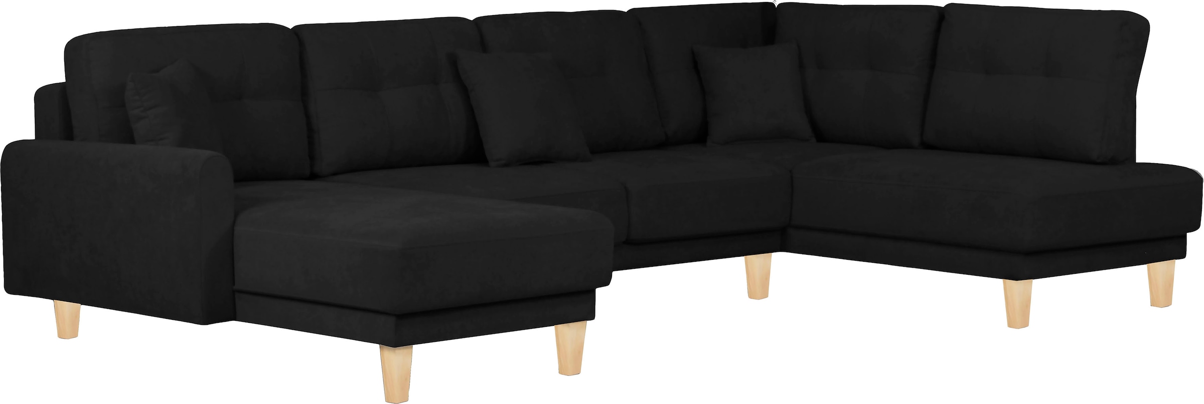 Home affaire Wohnlandschaft »TRIPLO U-Form wahlweise mit Schlaffunktion, B/T/H: 310/192/90 cm« Schlafsofa, auch mit Bettkasten, Steppung im Rückenkissen