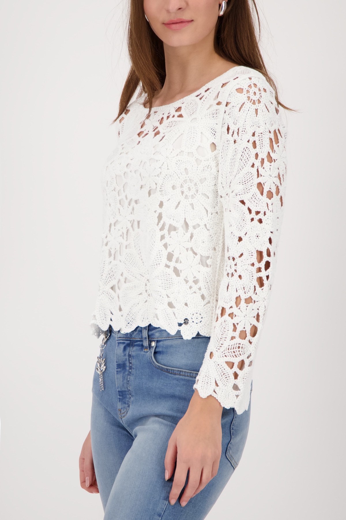 Monari Strickpullover »Cornelly« Regular fit mit Häkelmuster