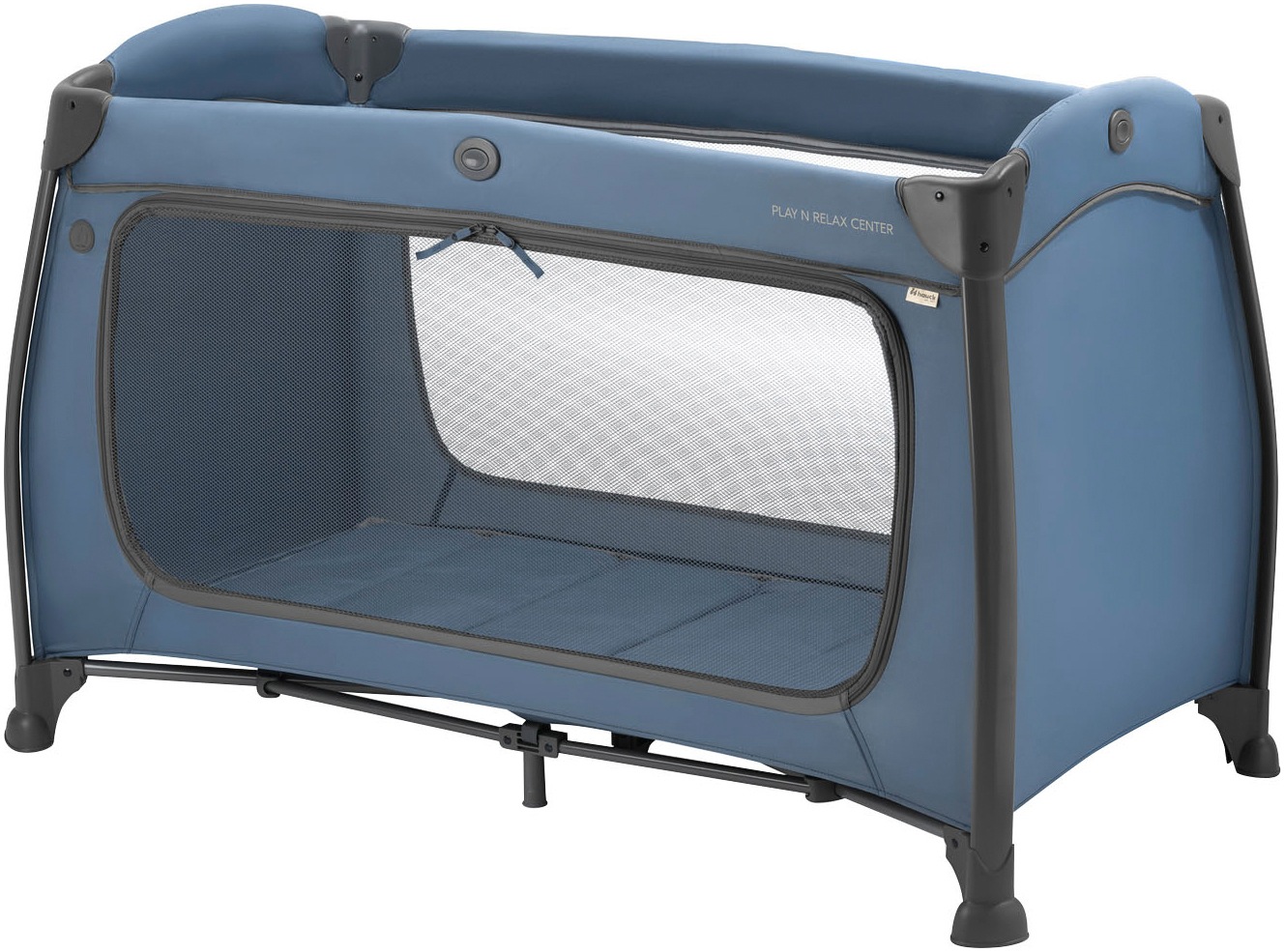 Hauck Baby-Reisebett »Play N Relax Center, dark blue« inkl. Neugeboreneneinhang, Wickelmulde, Ausstieg, Räder