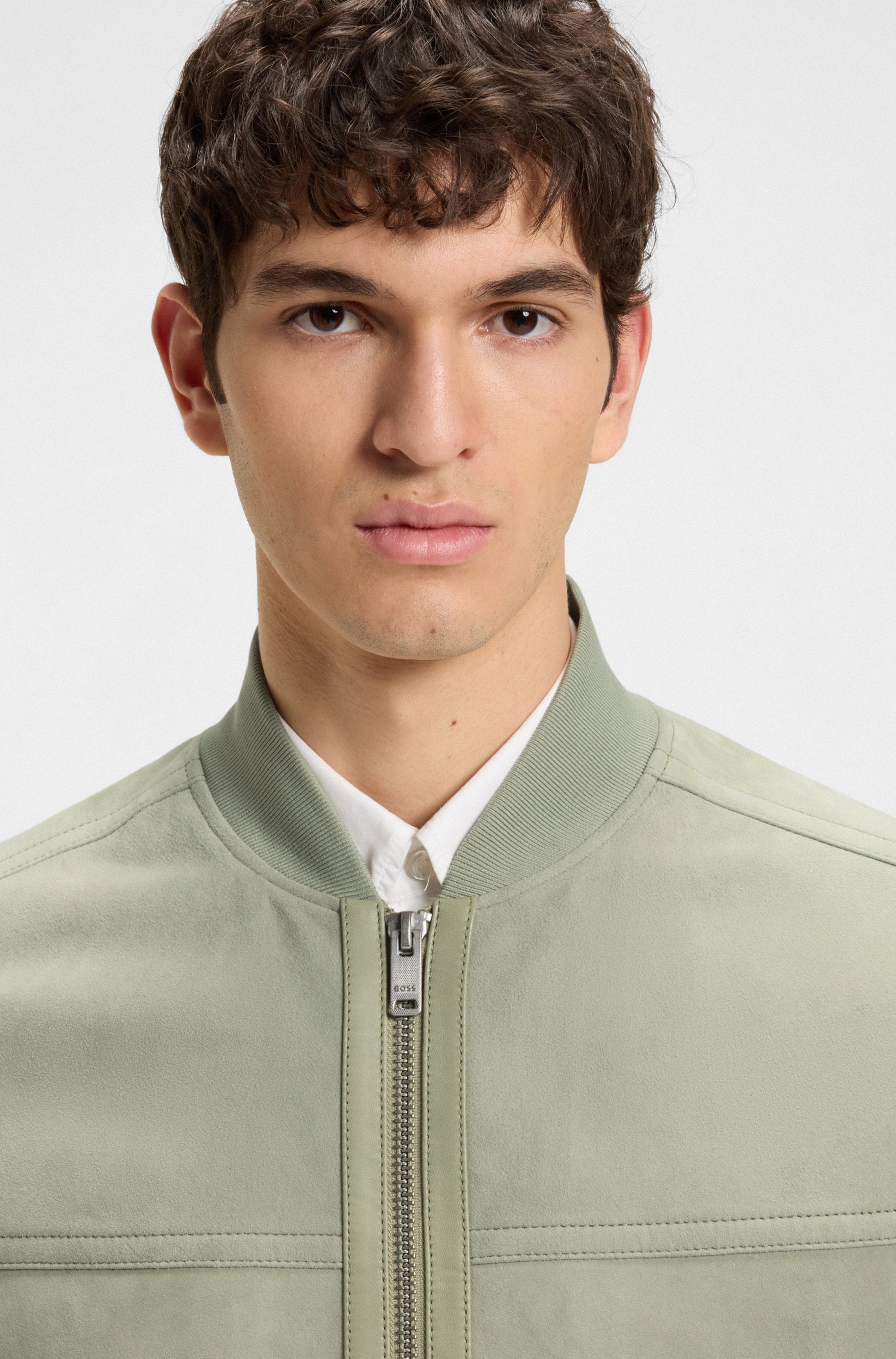 BOSS ORANGE Veste en cuir »Johice« aus weichem Ziegennappaleder Premium Herrenmode Leather Blouson Bomber