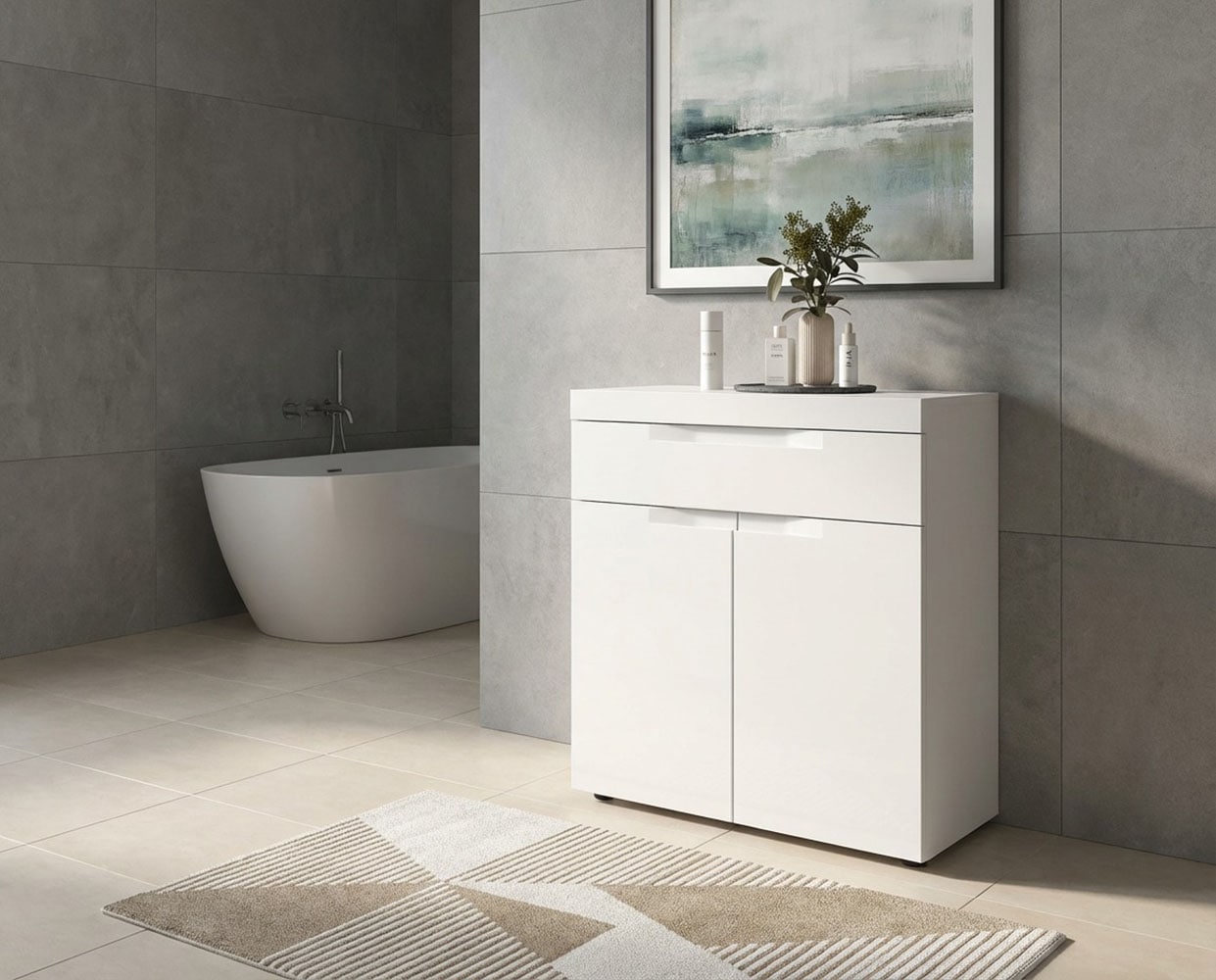 GOODproduct Badkommode »MAOI, Breite 75 cm, 2 Türen, 1 Schubkasten, 2 Fächer« Badezimmerschrank, Schrank, Kommode, Midischrank, Bad, Badezimmer