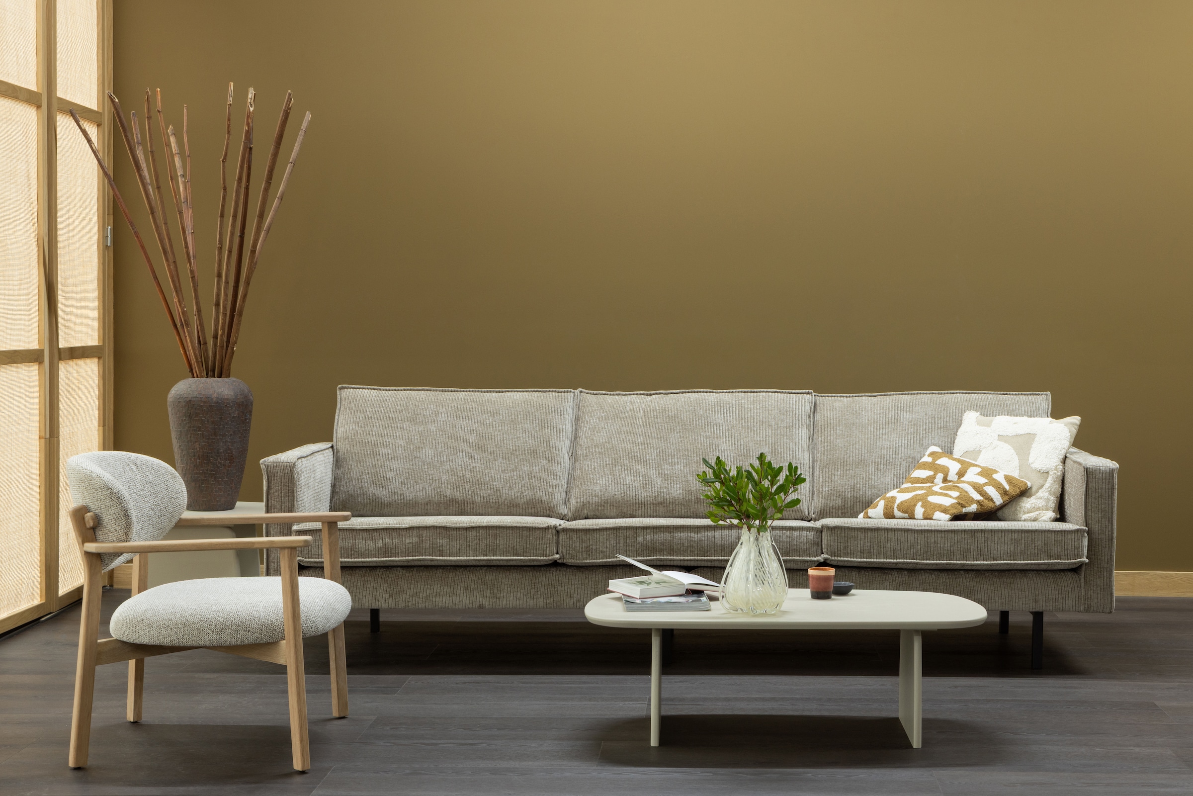 WOOOD Fauteuil lounge »Udar mit Eichenholzgestell und More-Melange-Bezug, B68 x T75 x H76 cm« très haute résistance à l'usure, accoudoirs intégrés, capacité de charge 120 kg