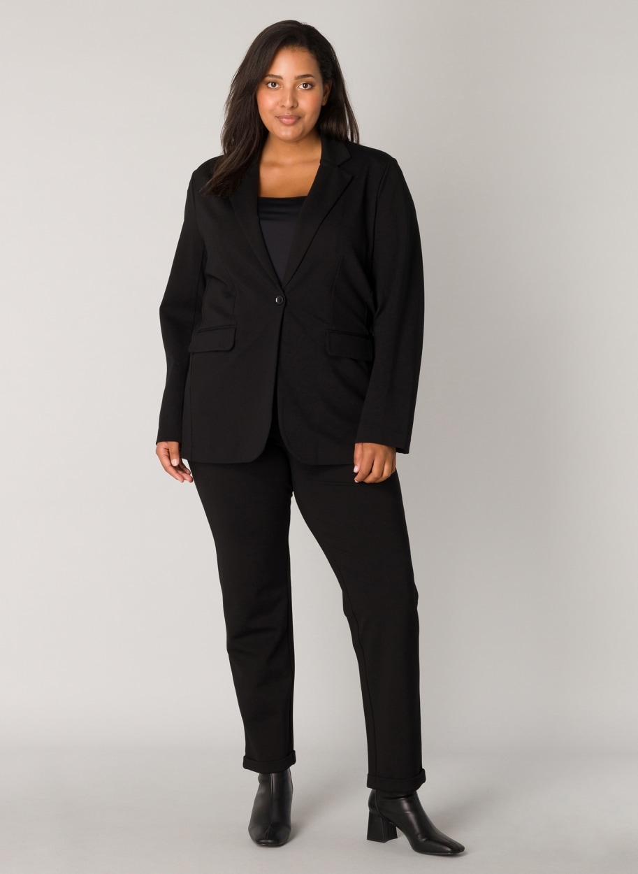 Base Level Curvy Blazer en jersey mit Taschenklappen