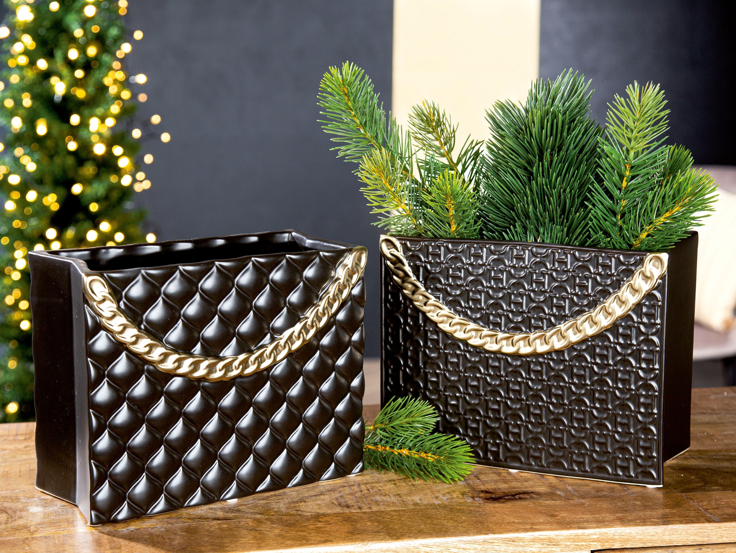 GILDE Tischvase »Rom, Dekovase« Vase aus Keramik, in Handtaschenform, Höhe ca. 20 cm